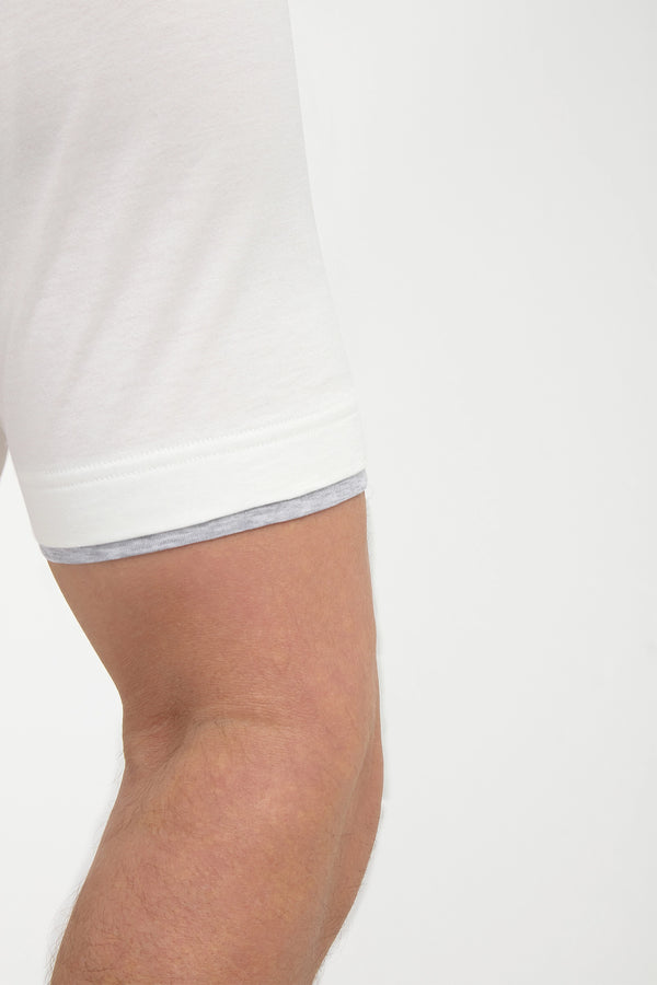 T-shirt bianca in cotone con dettaglio collo - Made in Italy
