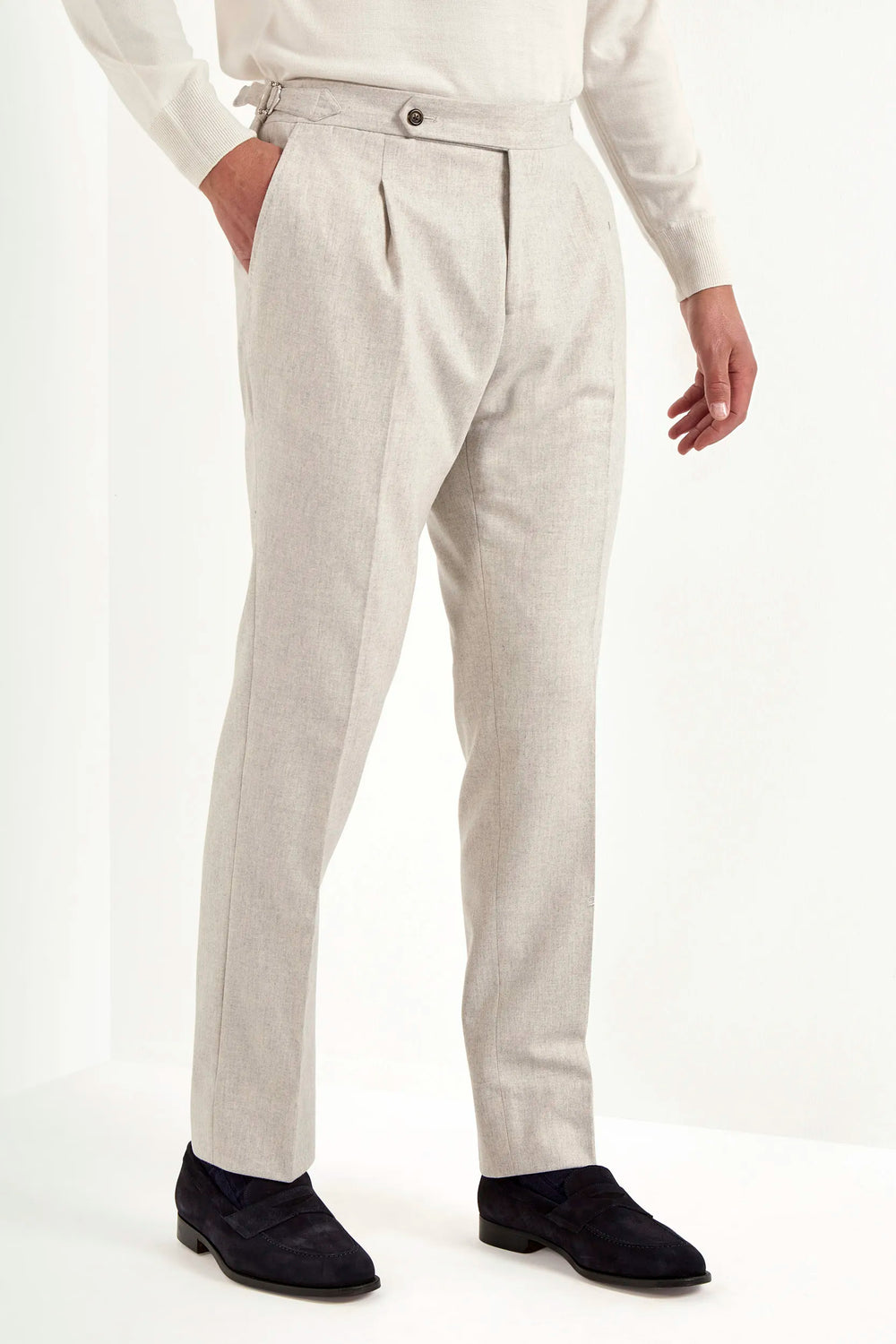 beige flannel trousers, men's beige trousers, italian flannel pants, beige roma trousers, luxury men's trousers, elegant men's pants, refined flannel trousers, tailored beige trousers, premium italian trousers, sophisticated men's flannel pants, timeless italian trousers, upscale men's trousers, classic beige pants, italian craftsmanship trousers, premium men's flannel trousers, refined italian roma trousers