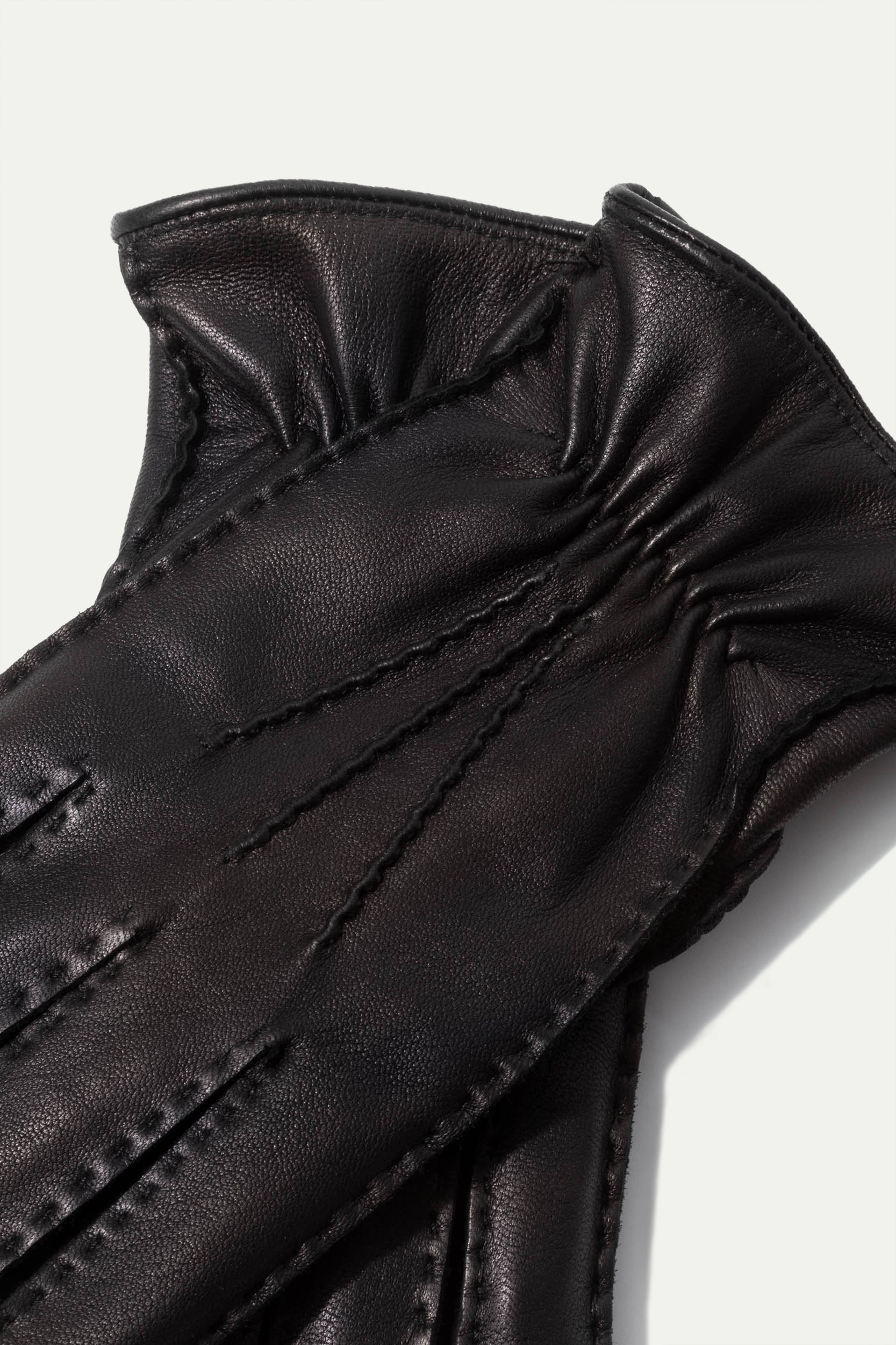 Black Cashmere Lined Deerskin Leather Gloves - Made in Italy