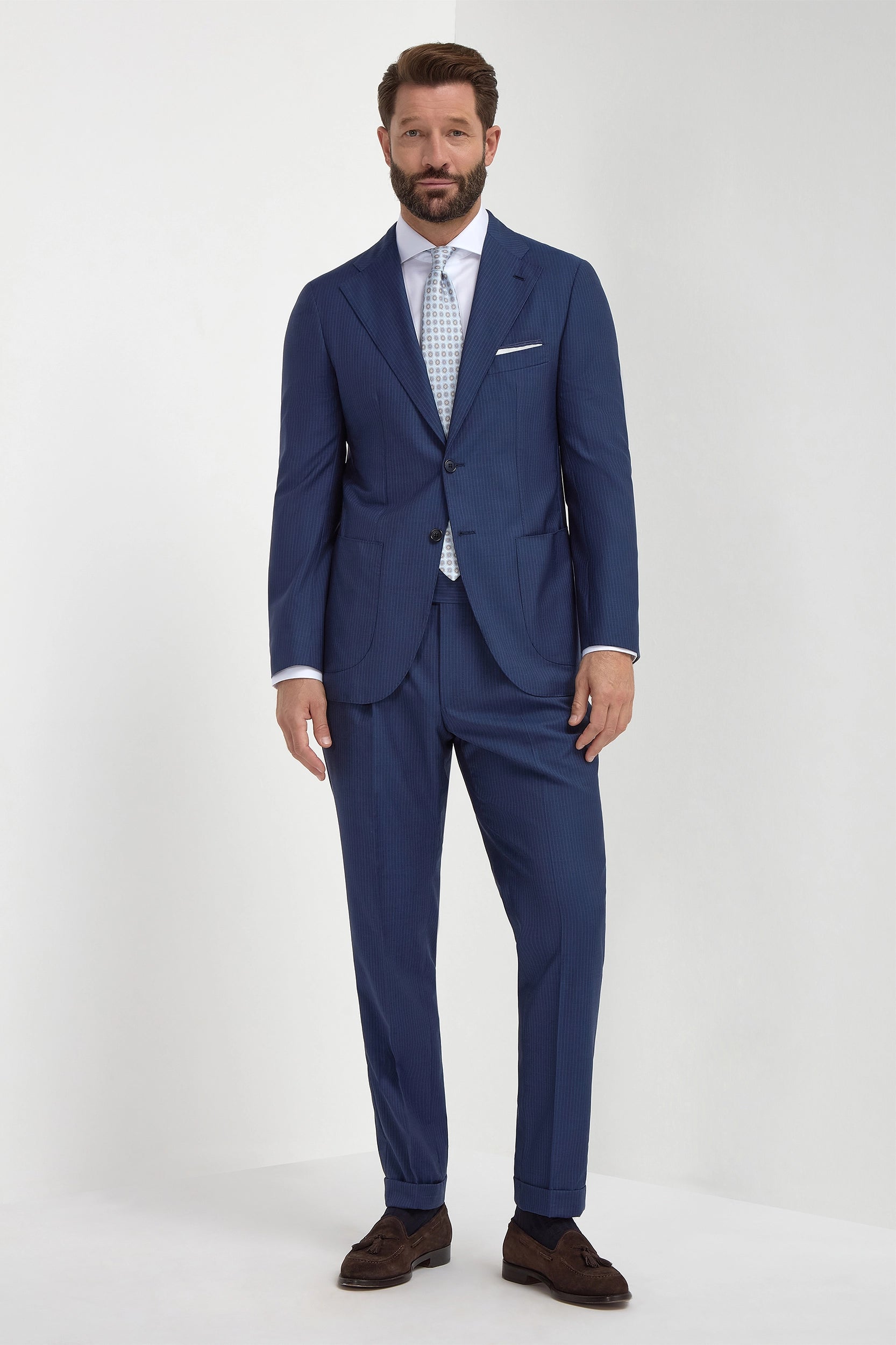 Blue pinstripe wool suit Made in Italy