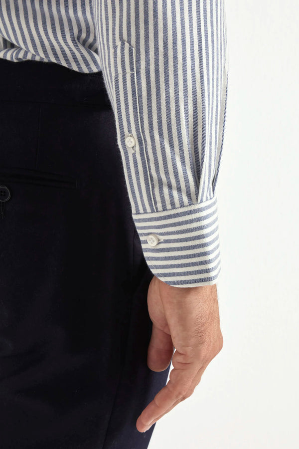 blue striped shirt, men's striped shirt, italian cotton cashmere shirt, blue button down shirt, luxury men's shirt, elegant men's shirt, refined striped shirt, tailored blue shirt, premium italian shirt, sophisticated men's shirt, timeless italian shirt, upscale men's shirt, classic striped shirt, italian craftsmanship shirt, premium men's cashmere shirt, refined italian striped shirt