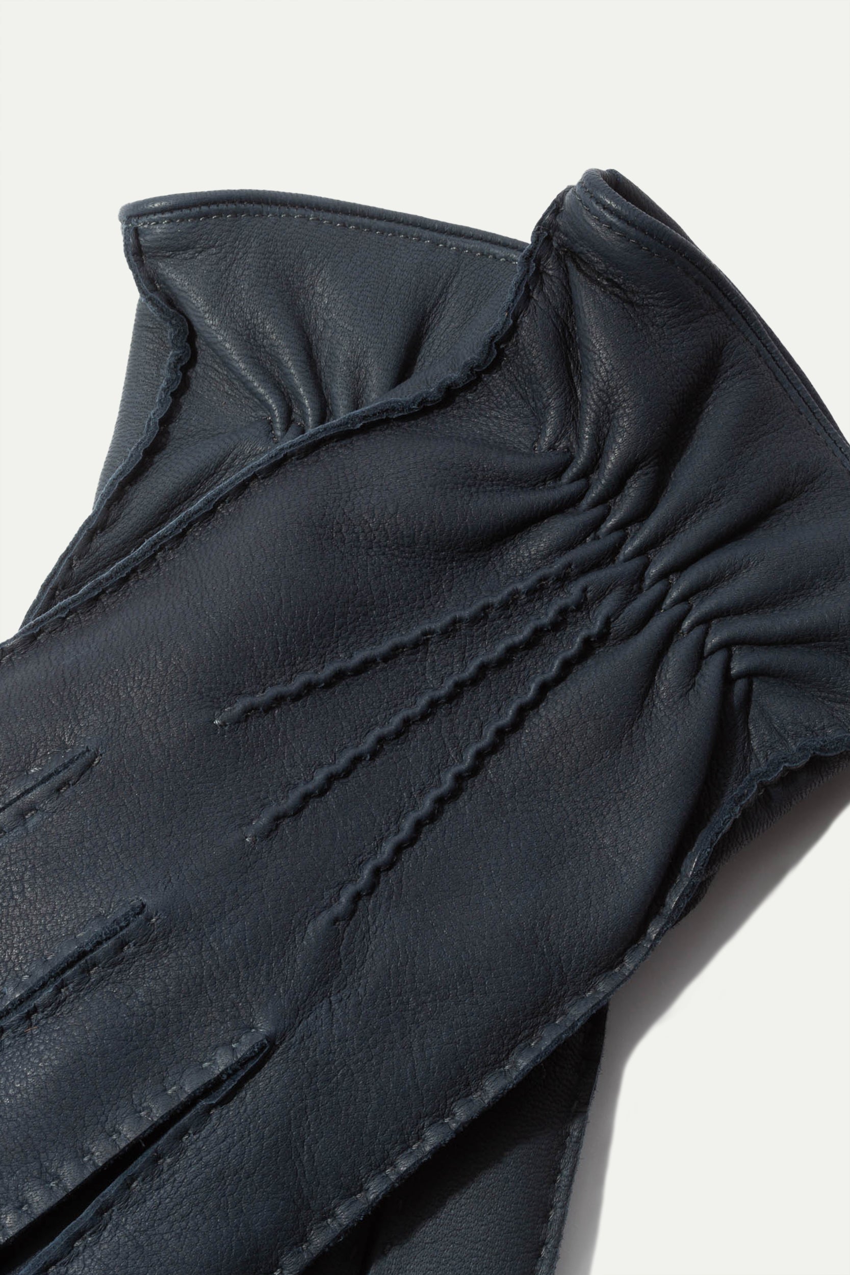 Dusty blue Cashmere Lined Deerskin Leather Gloves - Made in Italy