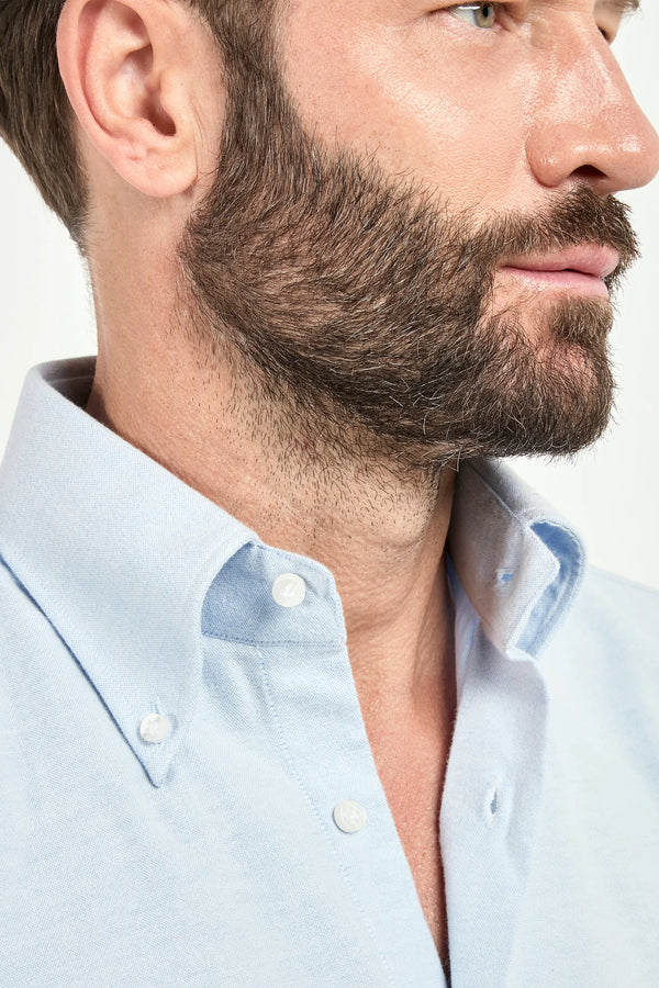Light blue brushed cotton button down shirt - Made In Italy
