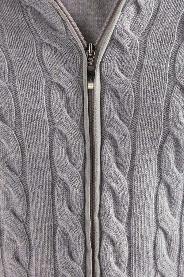 light grey cable knit full zip, men's cashmere full zip, italian knit full zip, light grey cashmere zip sweater, luxury men's full zip, elegant men's knitwear, refined cable knit full zip, tailored light grey full zip, premium italian full zip, sophisticated men's zip sweater, timeless italian knitwear, upscale men's full zip, classic light grey zip sweater, italian craftsmanship knitwear, premium men's cashmere zip, refined italian cable knit full zip