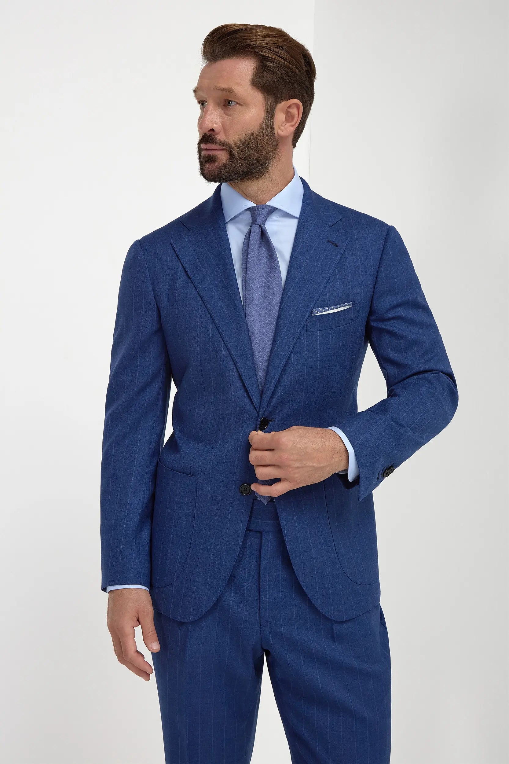 Royal blue striped suit Made in Italy - Main Image