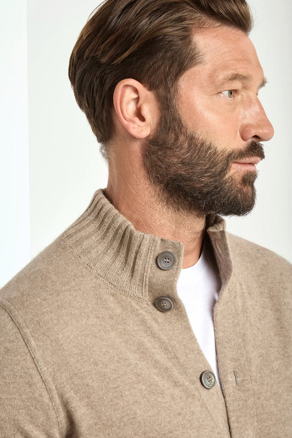 taupe cashmere bomber, men's knitted bomber, italian cashmere jacket, taupe knit bomber, luxury men's bomber, elegant men's jacket, refined knitted bomber, tailored taupe bomber, premium italian jacket, sophisticated men's bomber, timeless italian knitwear, upscale men's jacket, classic taupe bomber, italian craftsmanship jacket, premium men's cashmere bomber, refined italian knitted bomber