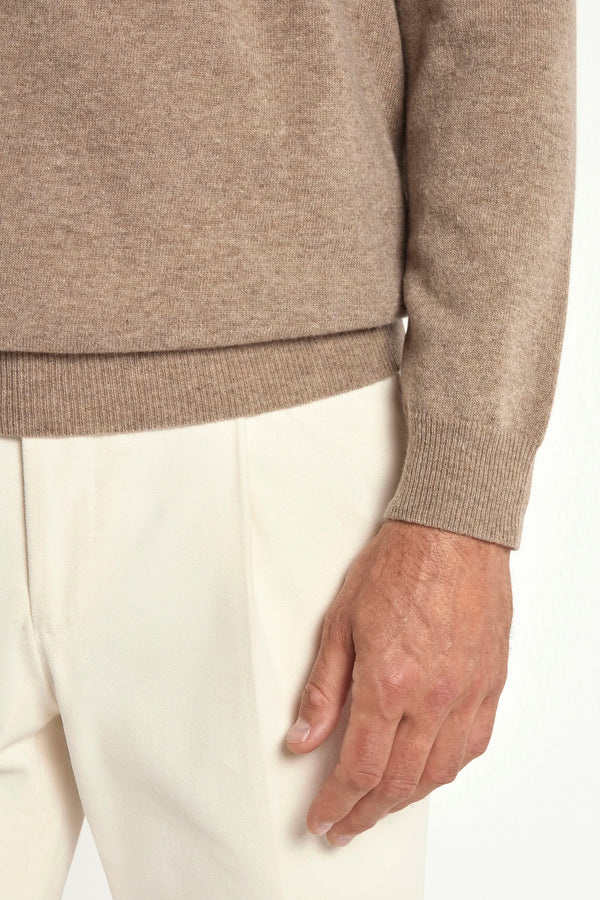 taupe v neck sweater, men's v neck sweater, italian wool sweater, taupe wool v neck, luxury men's sweater, elegant men's sweater, refined v neck sweater, tailored taupe sweater, premium italian sweater, sophisticated men's knitwear, timeless italian sweater, upscale men's sweater, classic taupe v neck, italian craftsmanship sweater, premium men's wool sweater, refined italian v neck sweater