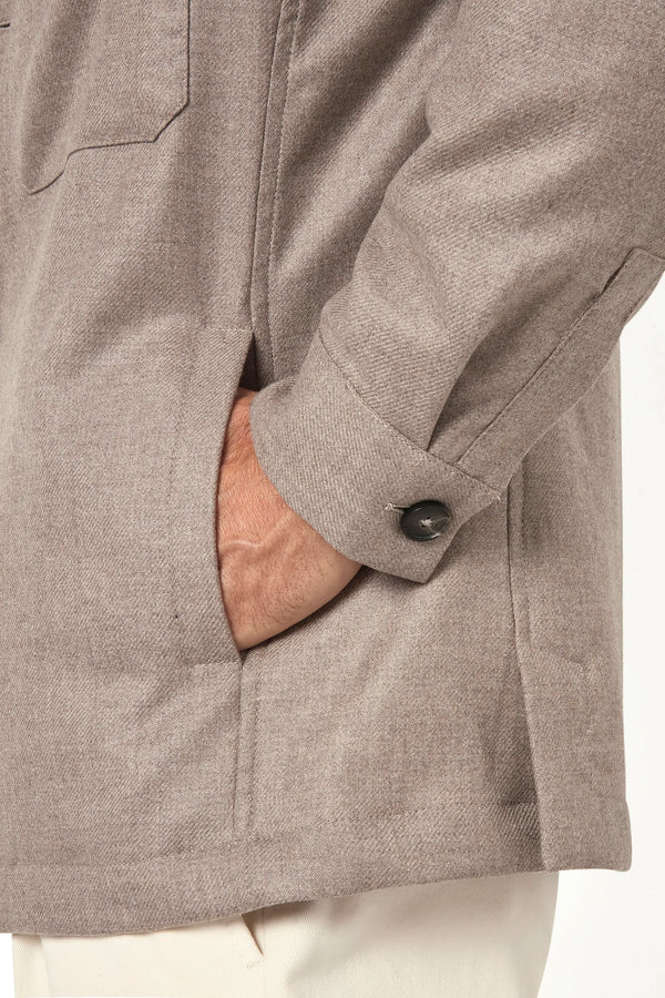 taupe shirt jacket, men's wool cashmere jacket, italian shirt jacket, taupe overshirt jacket, luxury men's jacket, elegant men's overshirt, refined shirt jacket, tailored taupe jacket, premium italian jacket, sophisticated men's overshirt, timeless italian jacket, upscale men's overshirt, classic taupe jacket, italian craftsmanship jacket, premium men's wool cashmere jacket, refined italian shirt jacket