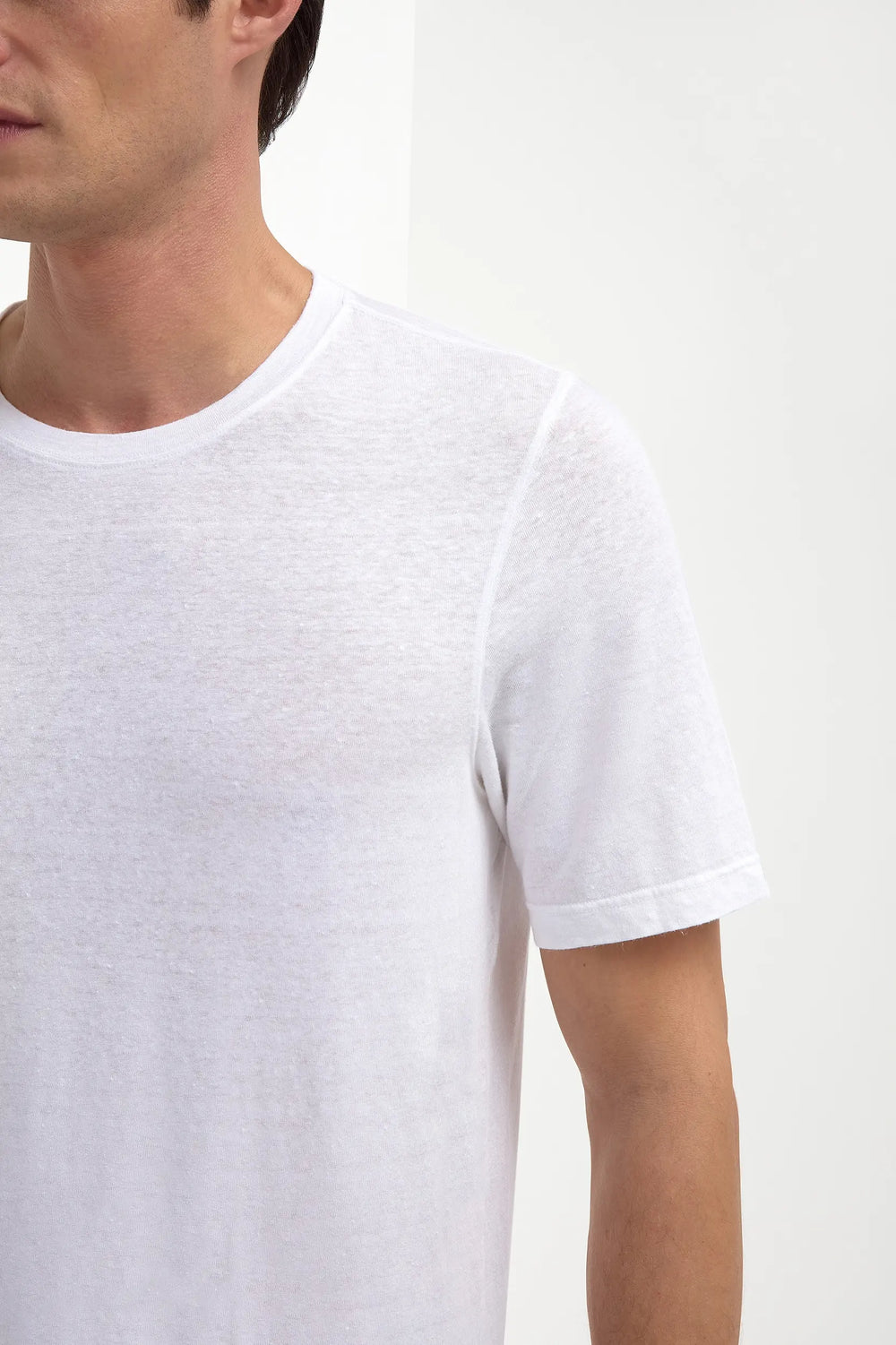 T-shirt bianca in lino - Made in Italy