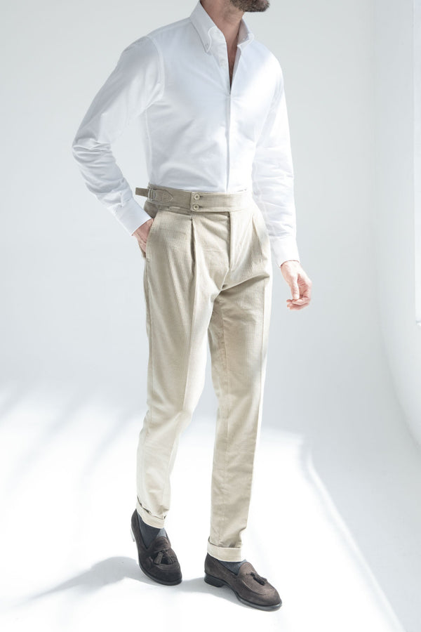 Pantaloni beige in velluto a coste "Soragna Capsule Collection" - Made in Italy