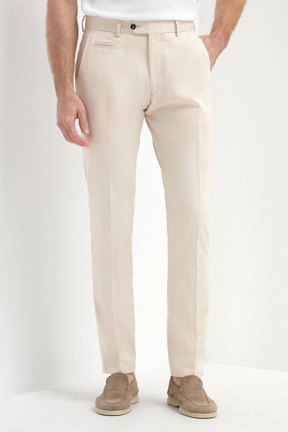 Pantaloni beige in cotone Garda - Made in Italy