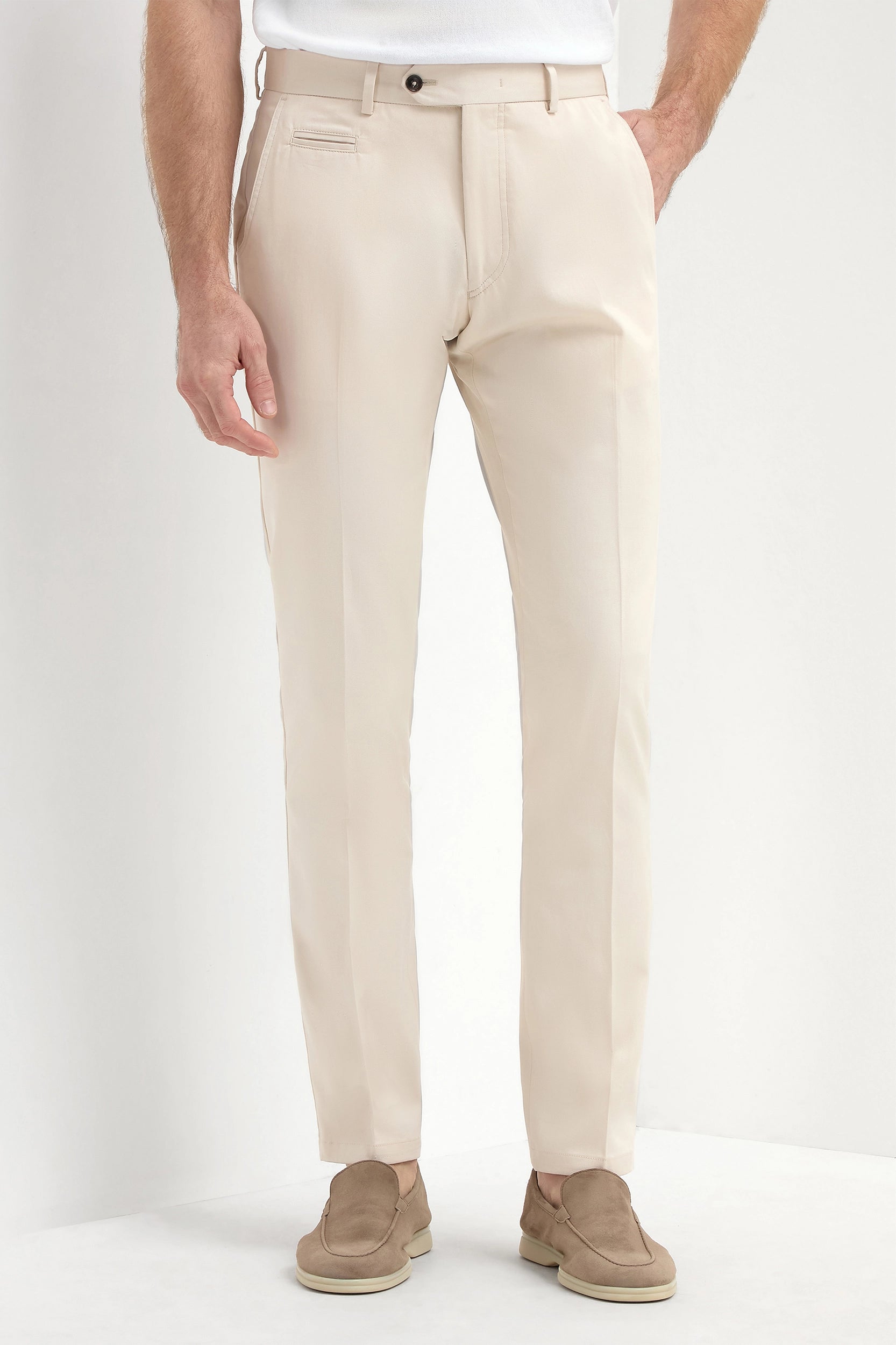 Pantaloni beige in cotone Garda - Made in Italy