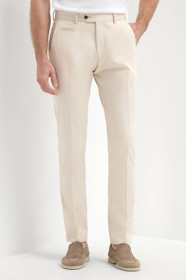 Pantaloni beige in cotone Garda - Made in Italy