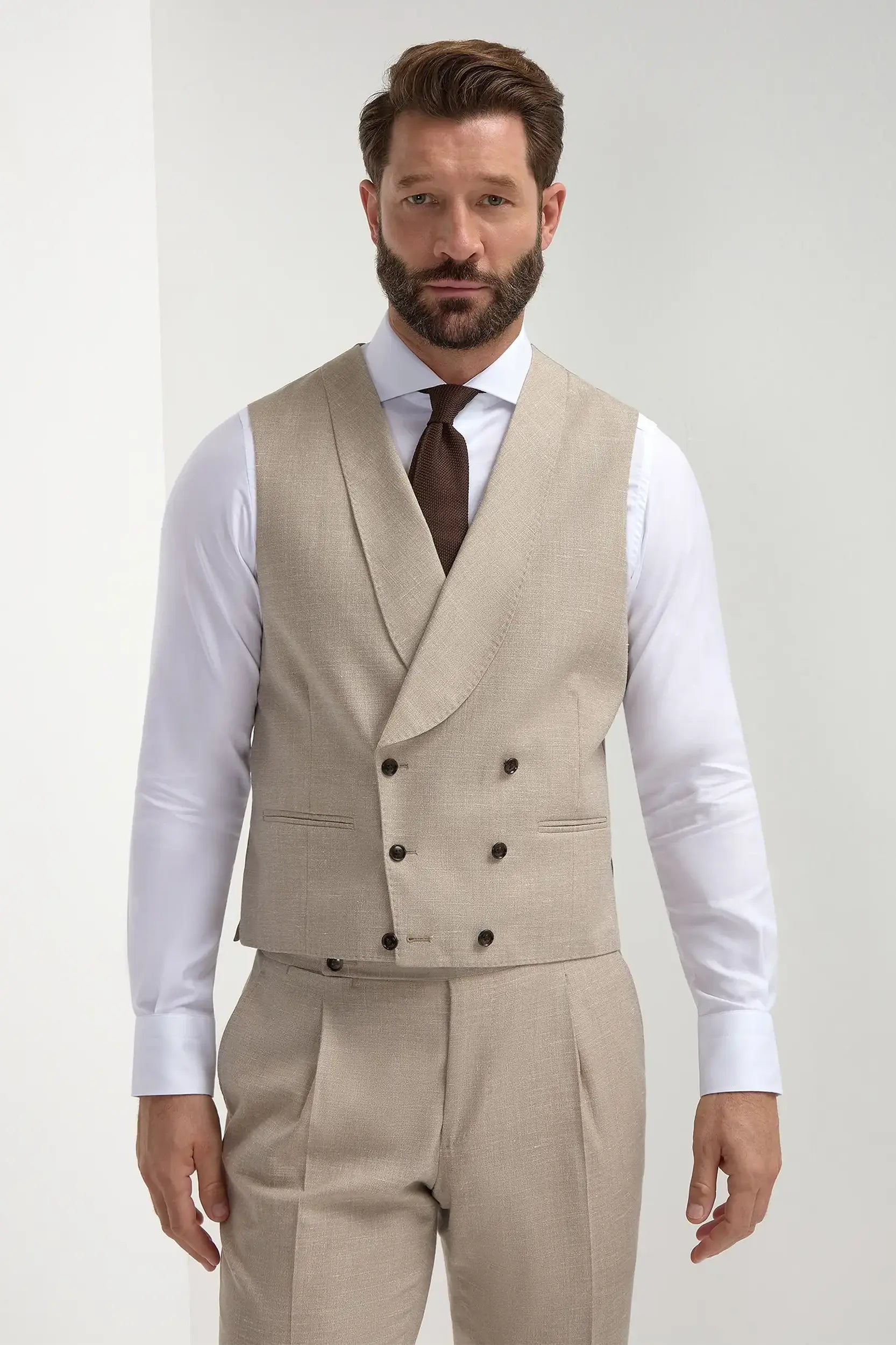 Beige double breasted waistcoat Made in Italy