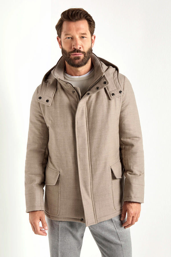 beige parka, men's beige parka, italian parka, beige winter jacket, luxury men's parka, elegant men's outerwear, refined beige coat, tailored men's parka, premium italian jacket, sophisticated men's parka, timeless italian outerwear, upscale men's coat, classic beige parka, italian craftsmanship jacket, premium men's outerwear, refined italian parka