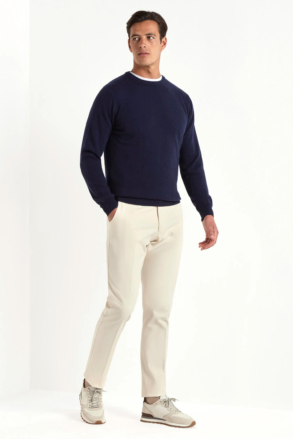 Blue cashmere round neck – Made in italy
