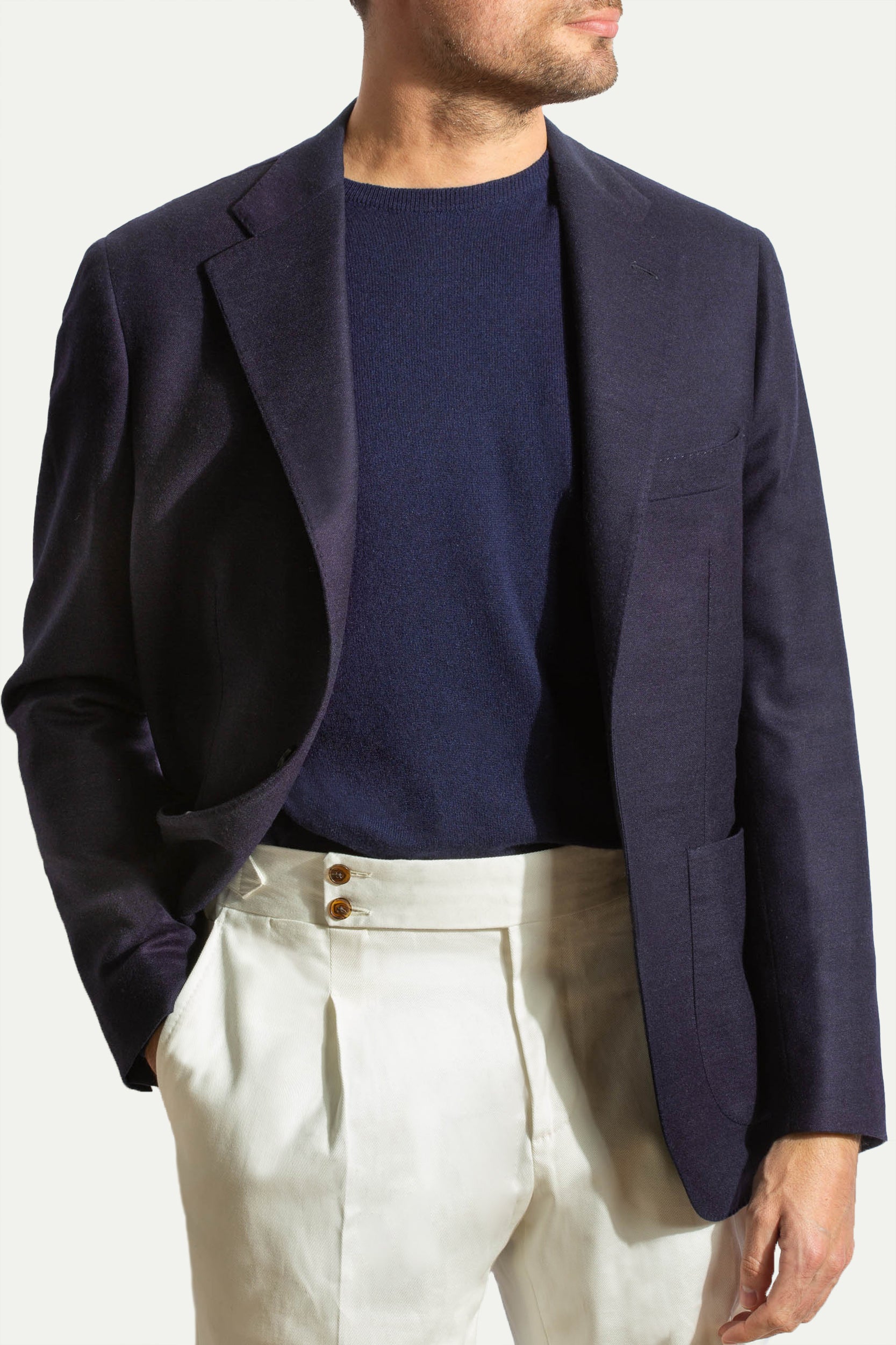 Blue jacket in Loro Piana stretch wool - Made in Italy