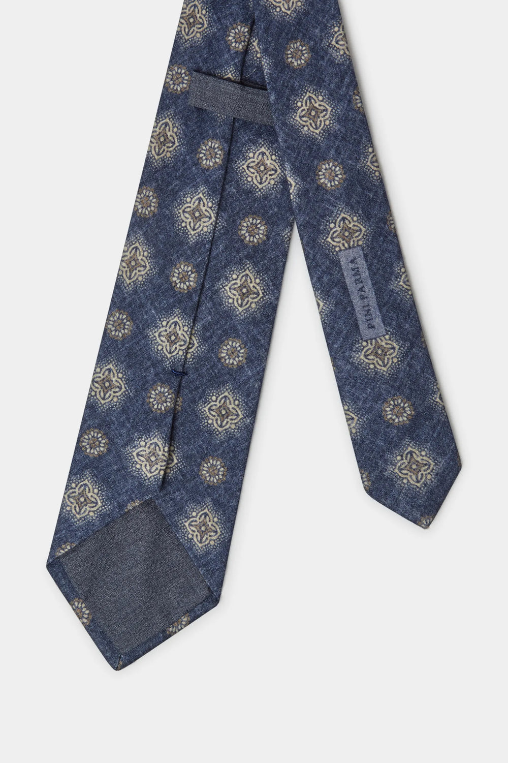 Cravatta blu macro fantasia - Made In Italy
