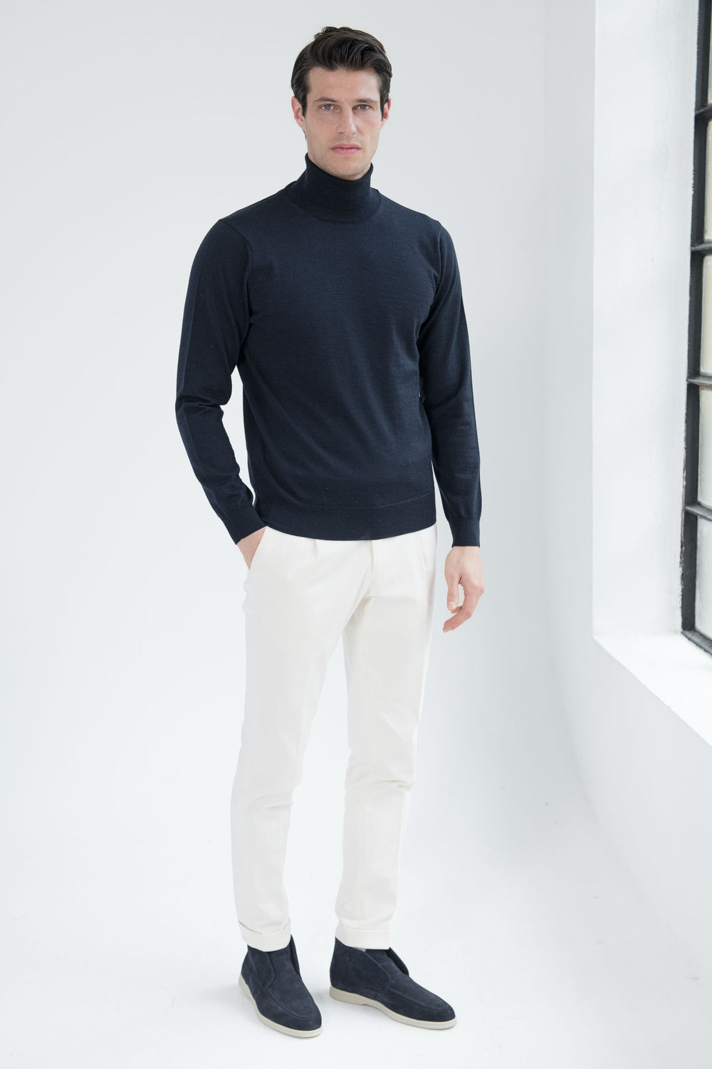 Dolcevita blu in merino – Made in Italy