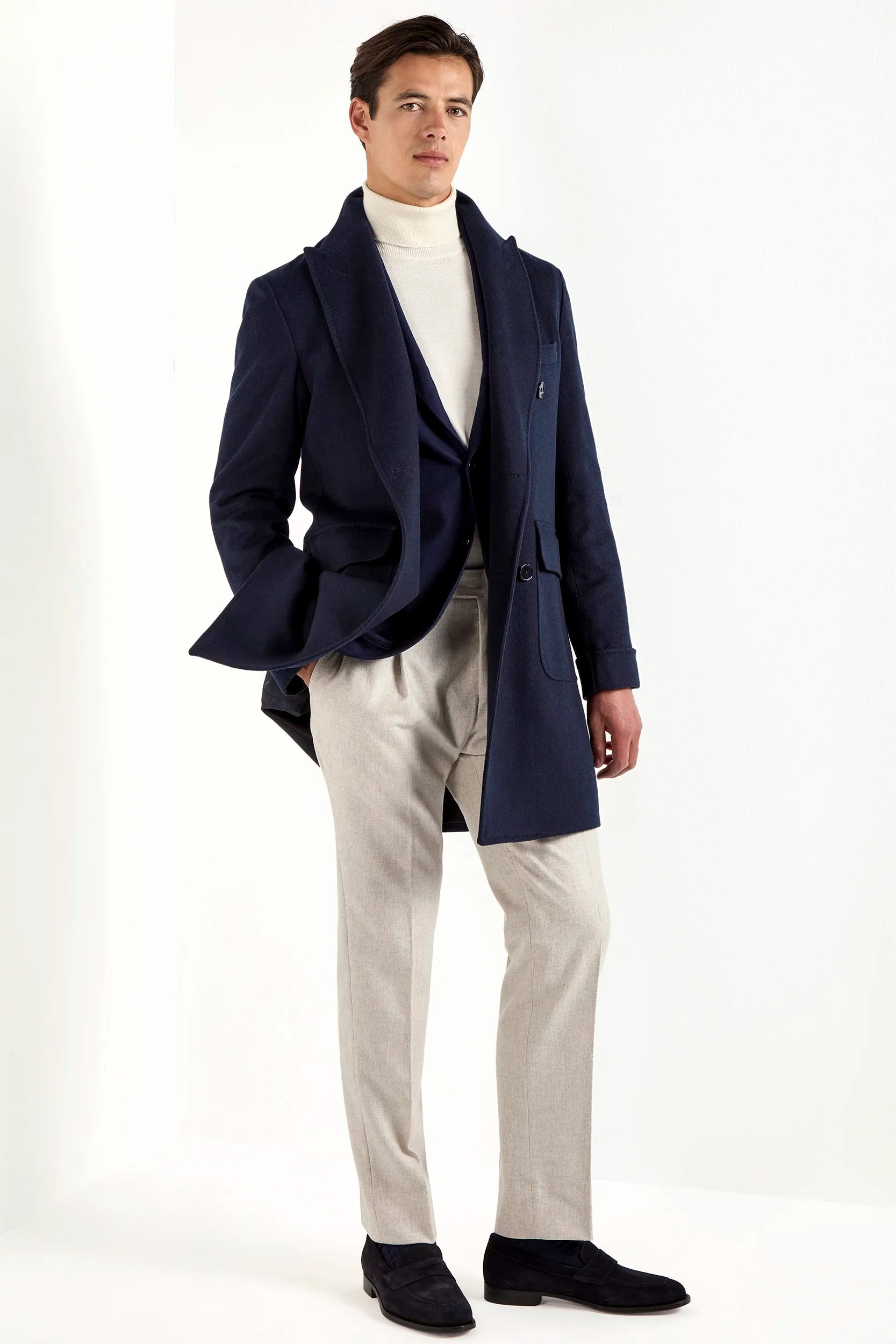 Blue Polo Coat in Loro Piana Wool | Made in Italy | Pini Parma Blue Polo Coat in Loro Piana Wool | Made in Italy | Pini Parma