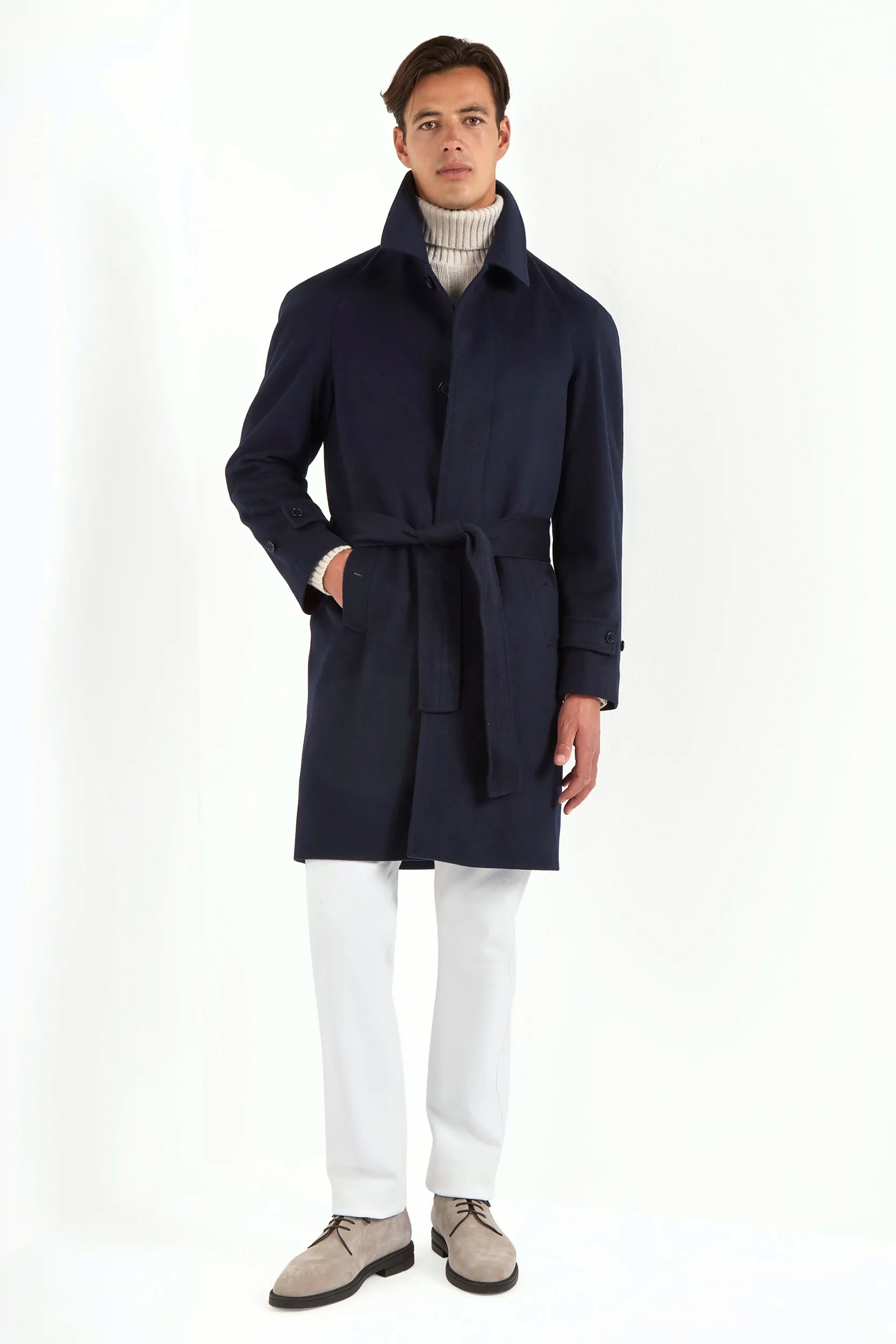 Blue Raglan coat in Loro Piana wool | Made in Italy | Pini Parma