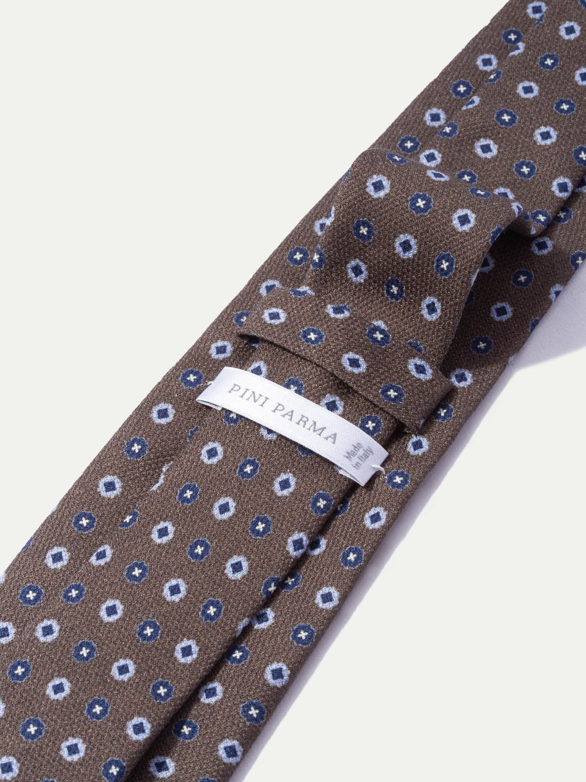 Brown fancy silk tie - Made In Italy