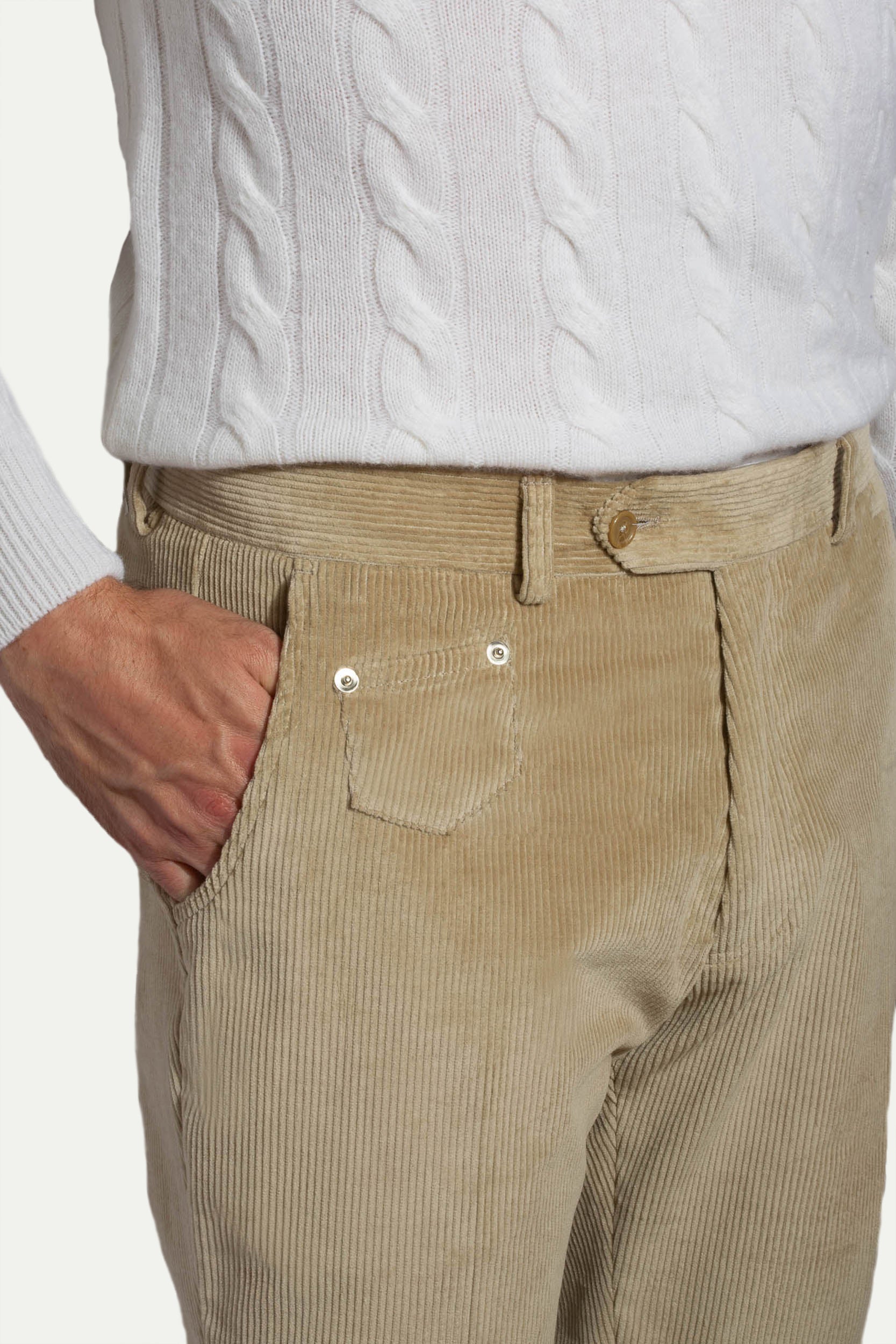 Beige corduroy Sirmione trousers Made in Italy