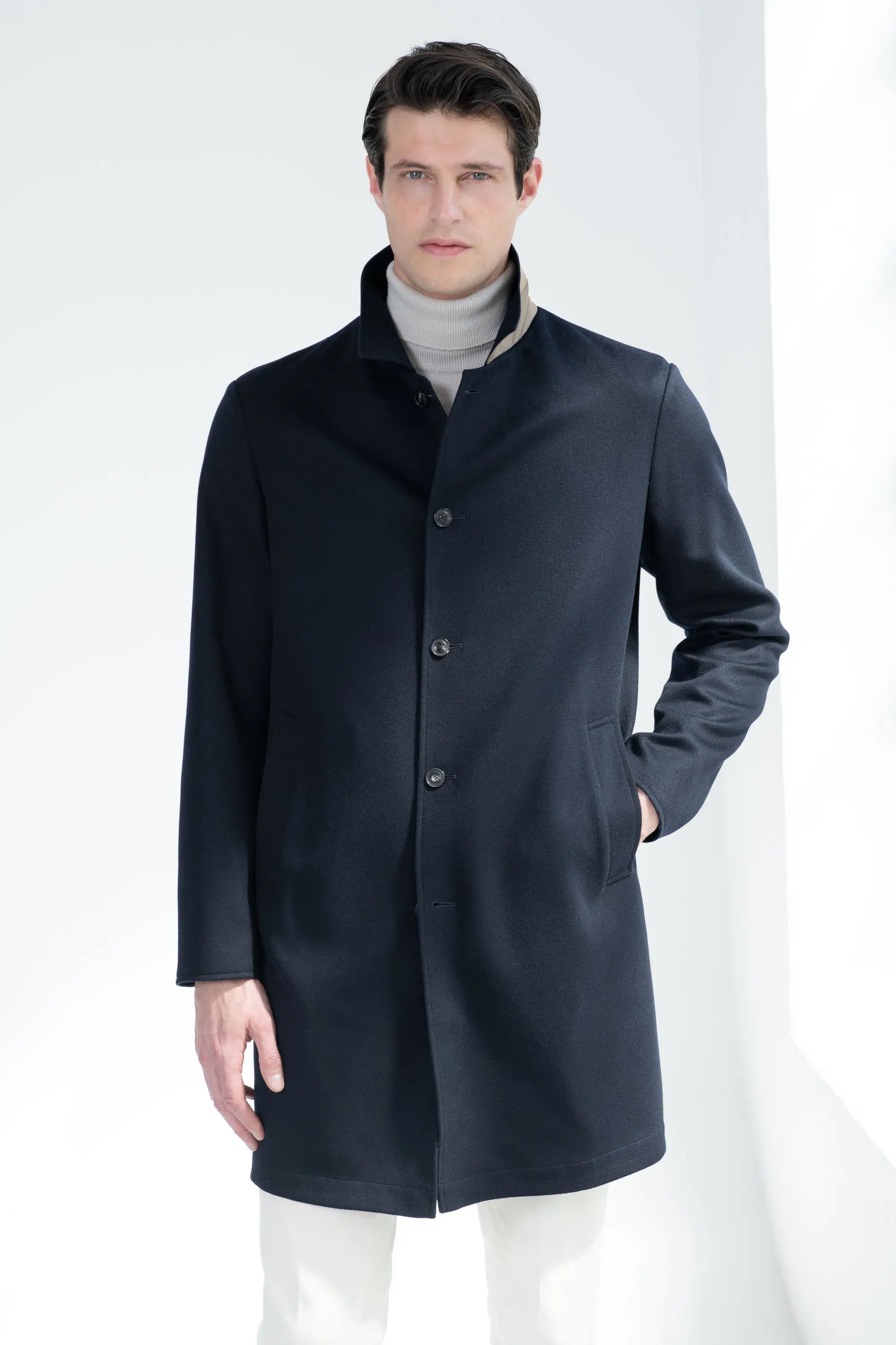 Cappotto reversibile blu in cashmere - Made in Italy