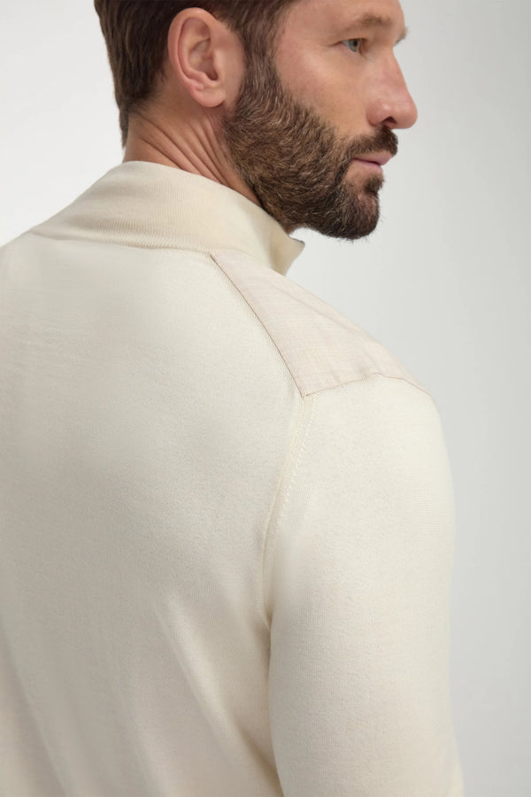 Cream wool & knit bomber - Made in Italy