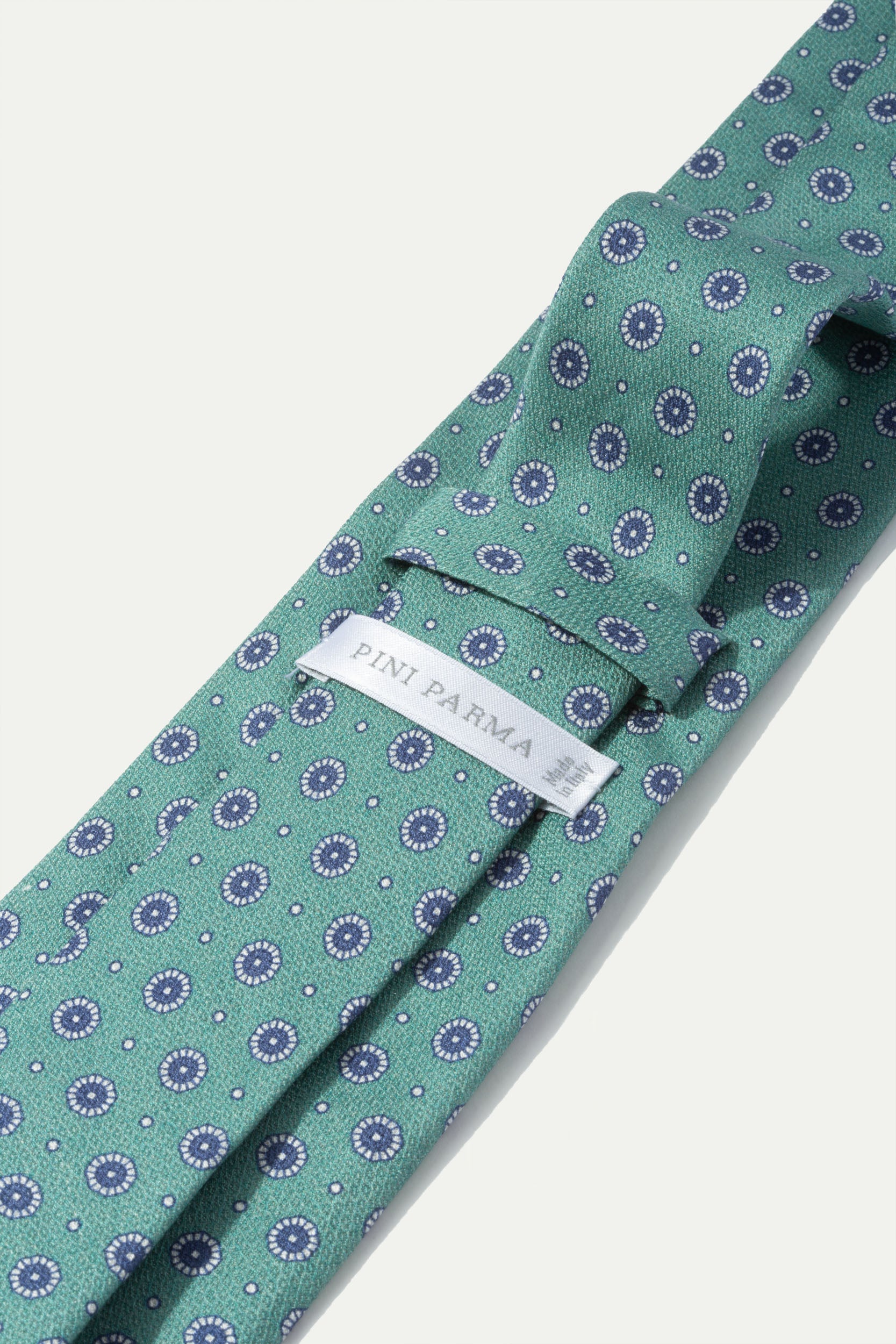 Green fancy printed silk tie - Made In Italy