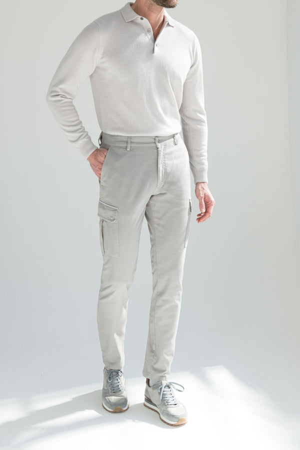 Cargo Trousers in Italian Cotton, High Rise Italian Cargo, Grey Cotton Cargo Trousers, Pantaloni cargo in cotone italiano, pantaloni cargo italiani a vita alta, pantaloni cargo in cotone grigio, Pantaloni cargo in cotone italiano, pantaloni cargo italiani a vita alta, pantaloni cargo in cotone grigio
