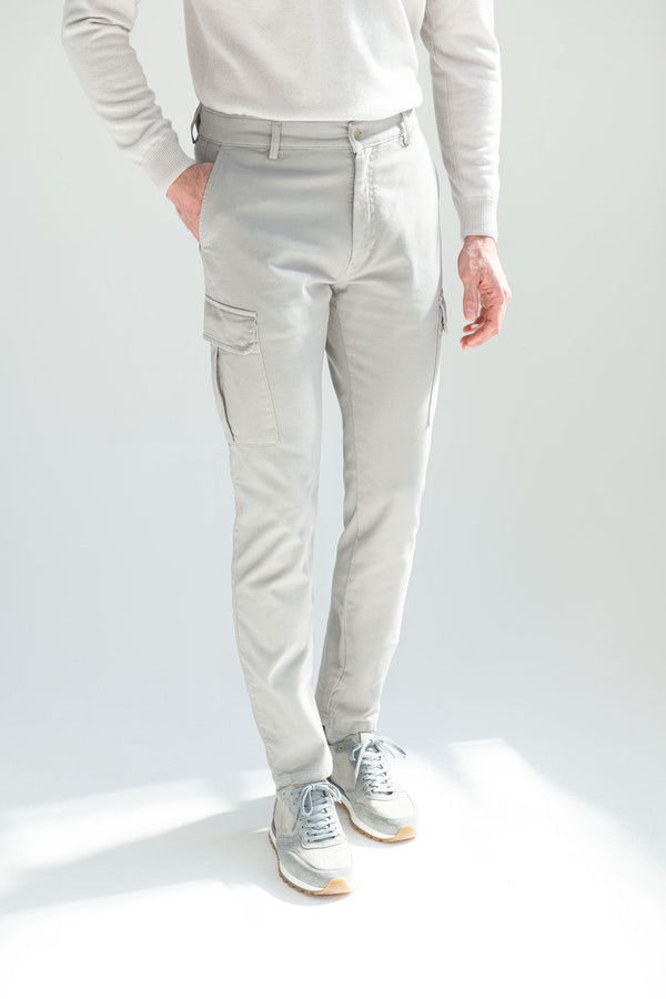 Cargo Trousers in Italian Cotton, High Rise Italian Cargo, Grey Cotton Cargo Trousers, Pantaloni cargo in cotone italiano, pantaloni cargo italiani a vita alta, pantaloni cargo in cotone grigio, Pantaloni cargo in cotone italiano, pantaloni cargo italiani a vita alta, pantaloni cargo in cotone grigio