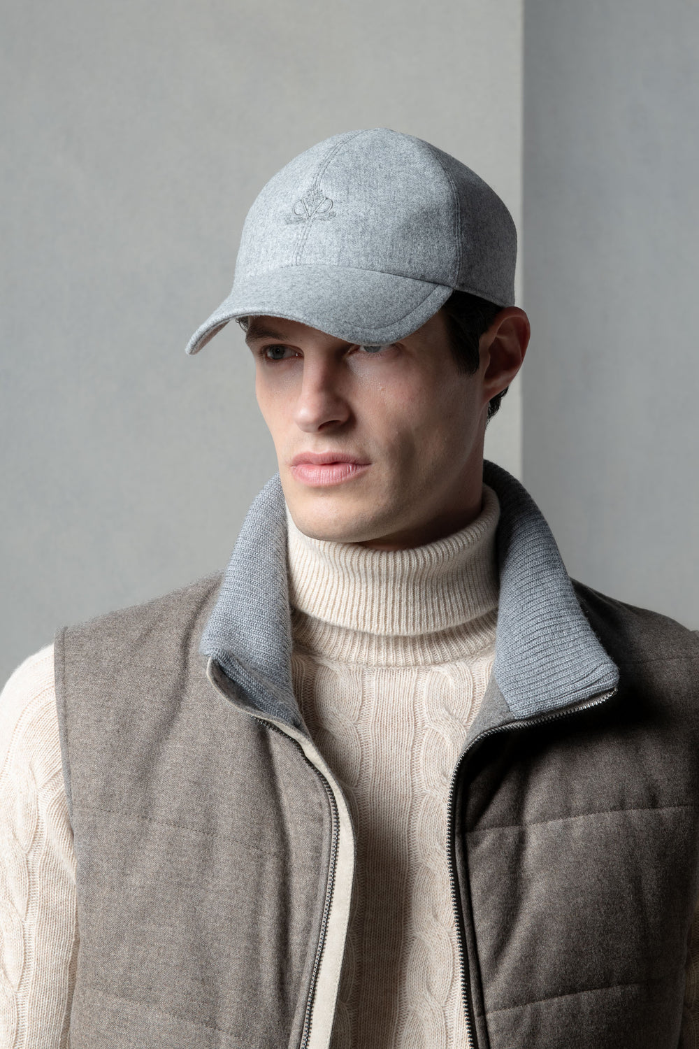 Cappellino baseball in flanella grigio - Made in Italy
