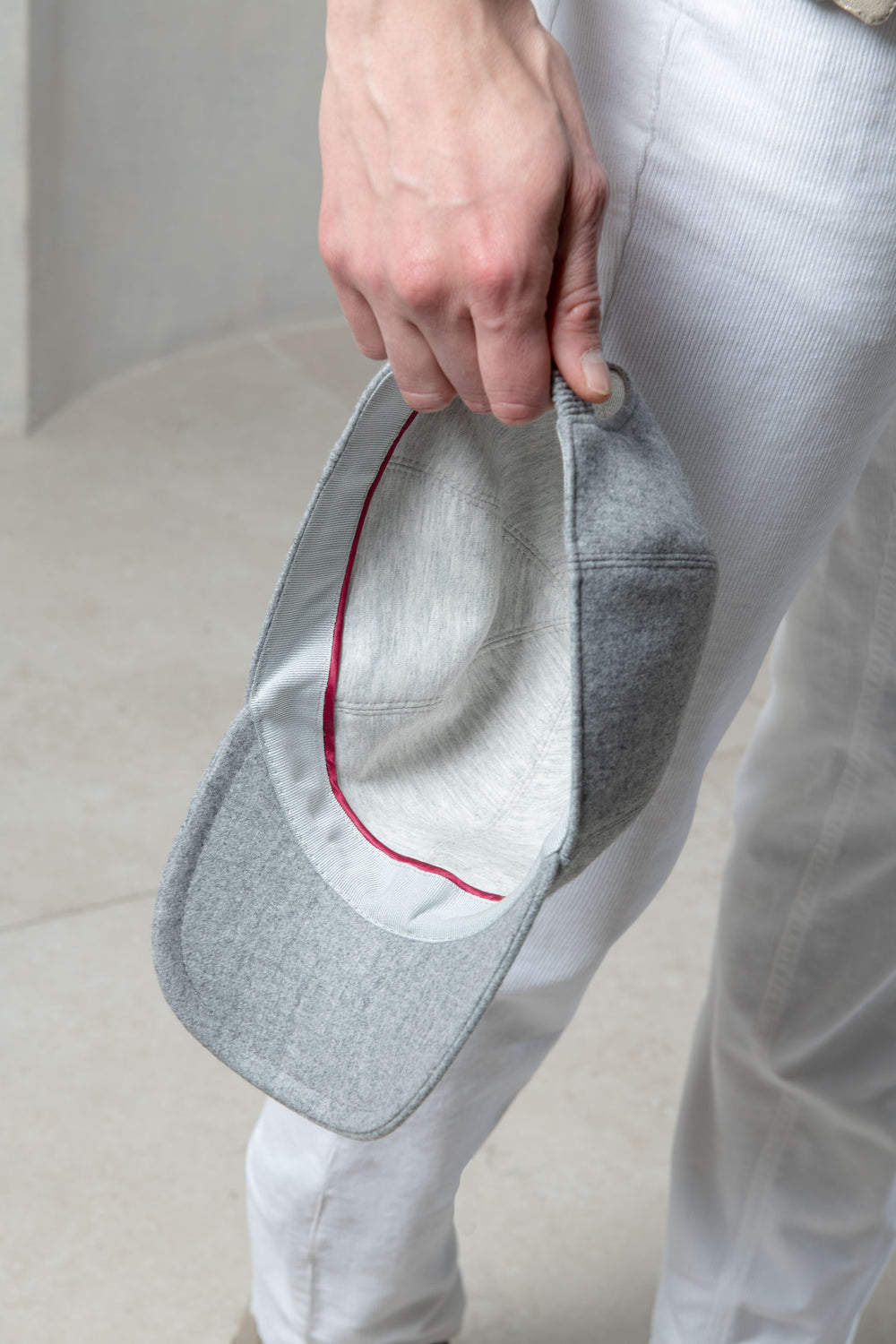 Cappellino baseball in flanella grigio - Made in Italy
