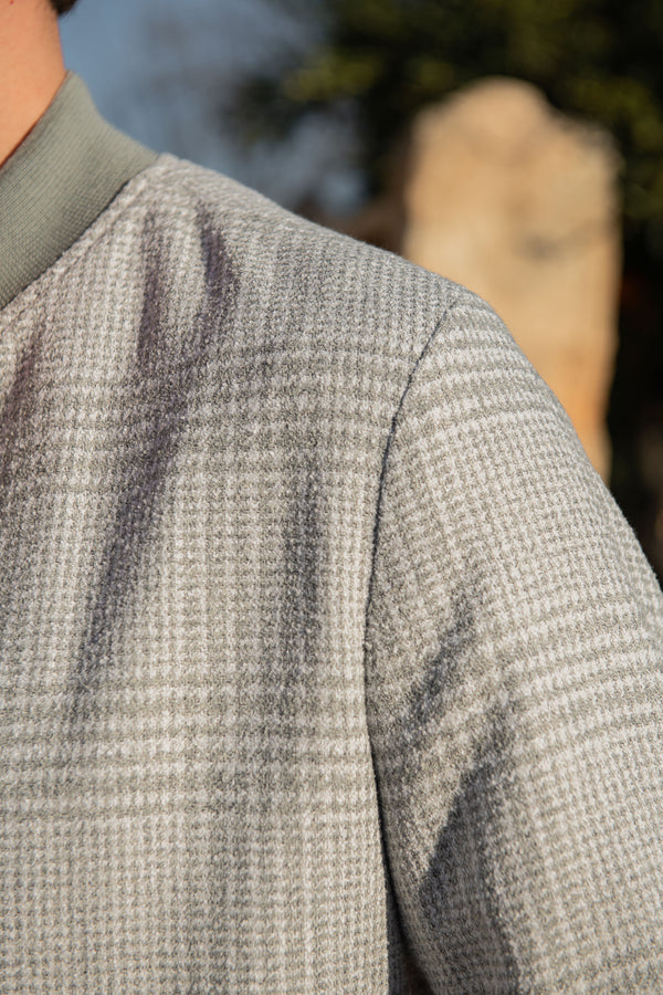 Bomber grigio chiaro in Principe di Galles – Made in Italy
