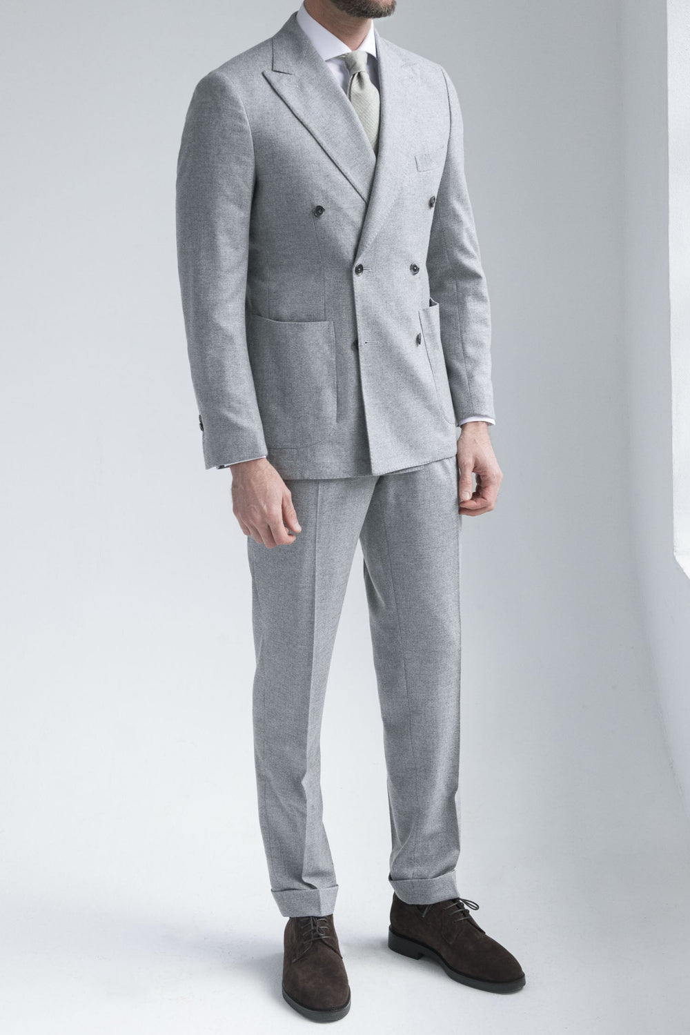 Grey wool and cashmere double breasted suit - Made in Italy