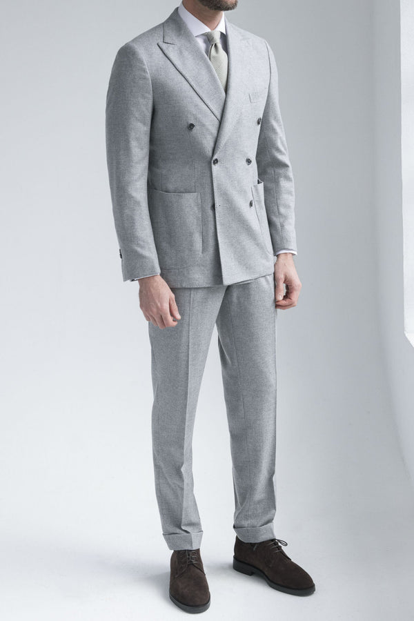 Abito doppiopetto grigio in lana e cashmere - Made in Italy