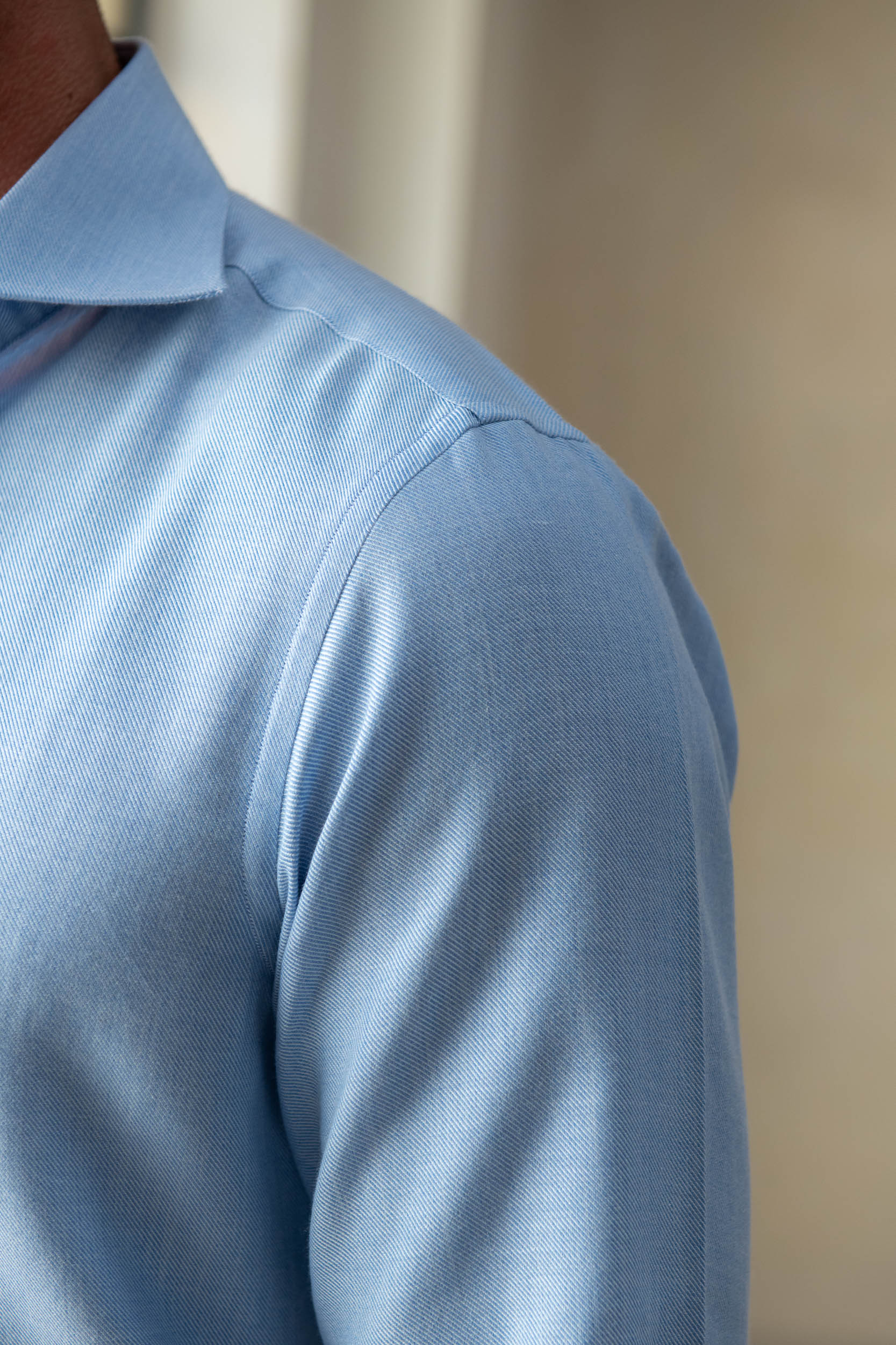 light blue cashmere cotton shirt, light blue luxury shirt, chemise bleu ciel coton cachemire