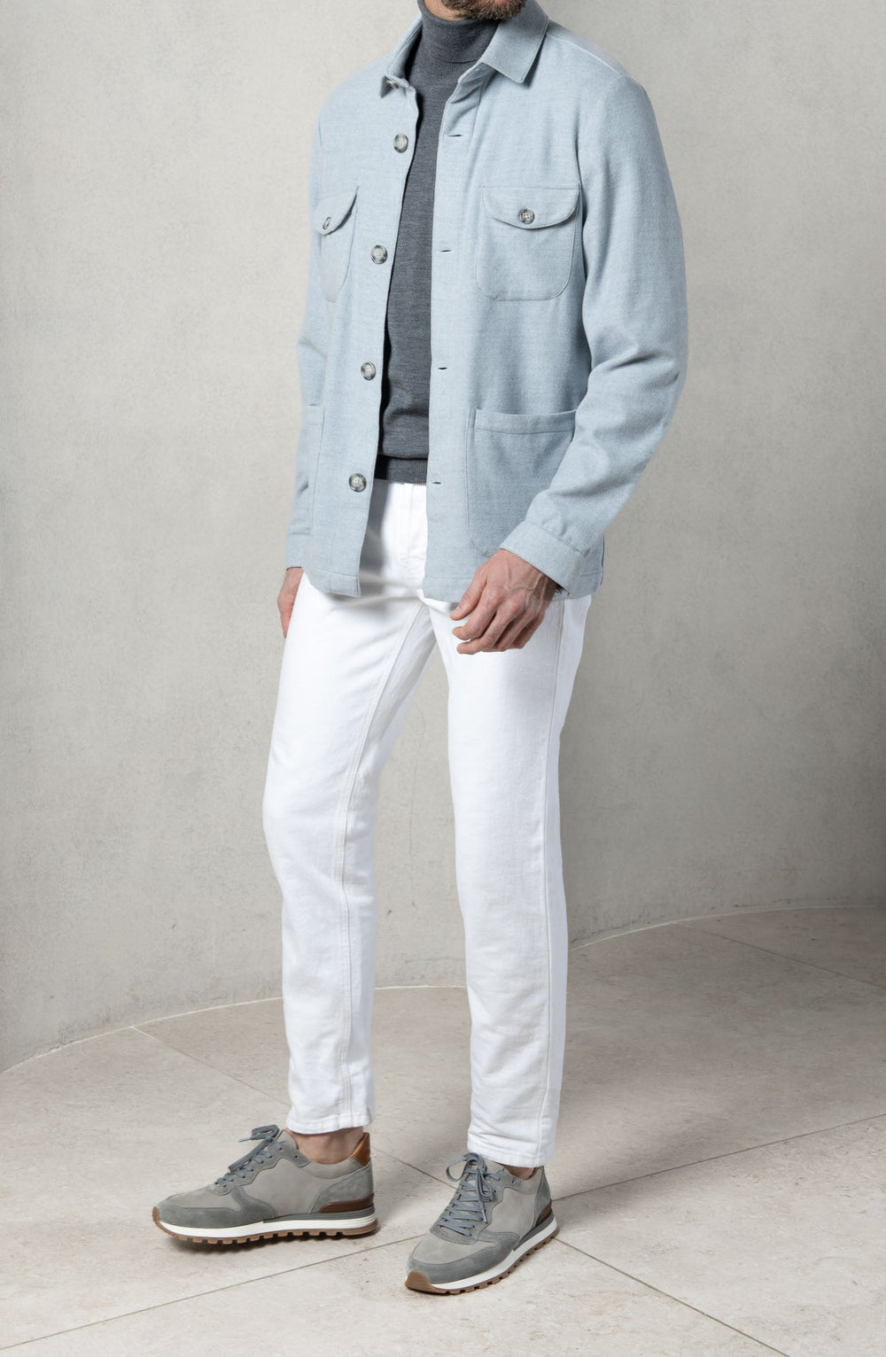 Light blue Safari Jacket flannel Super 180s – Made in Italy