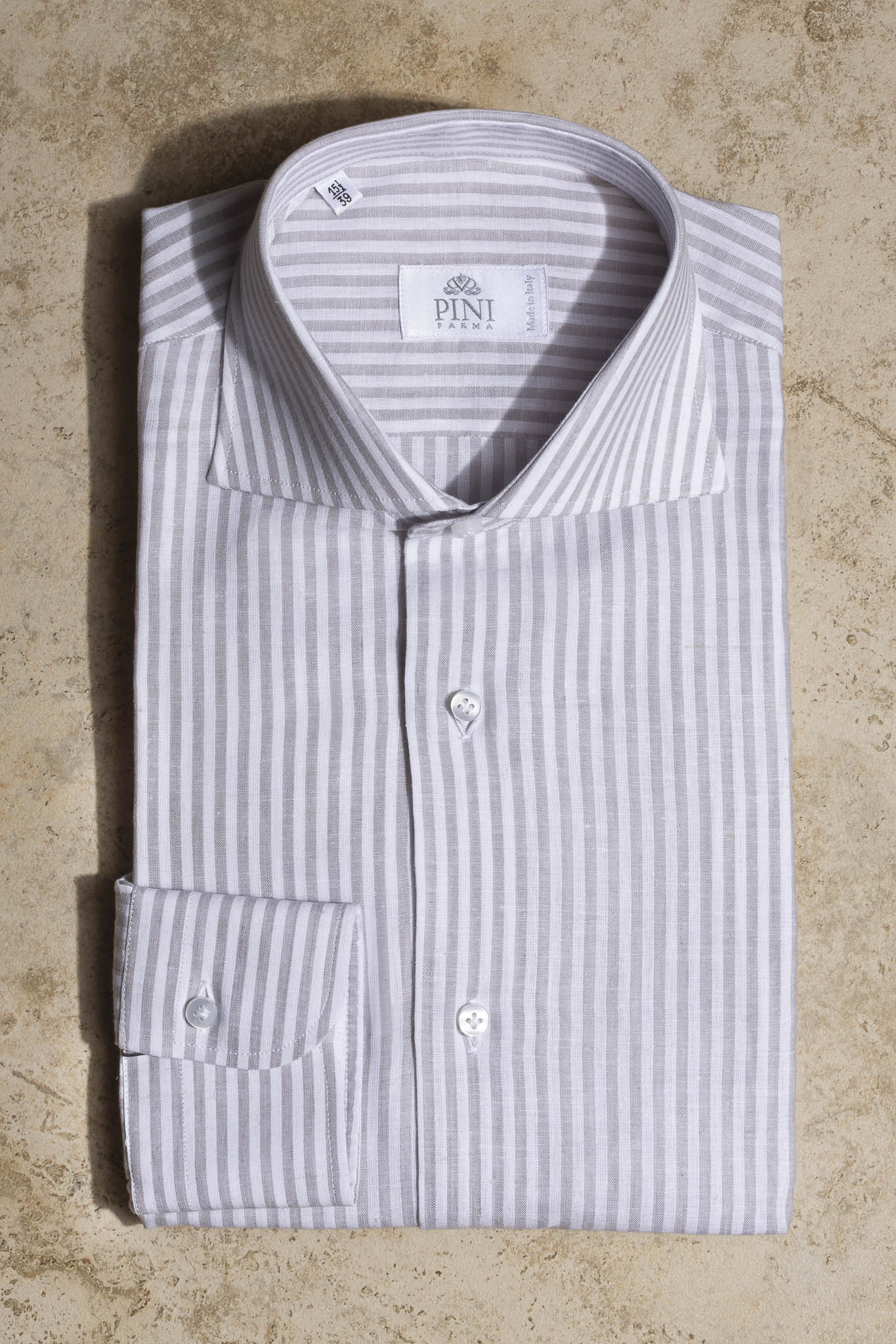 Light grey striped shirt - Made in Italy