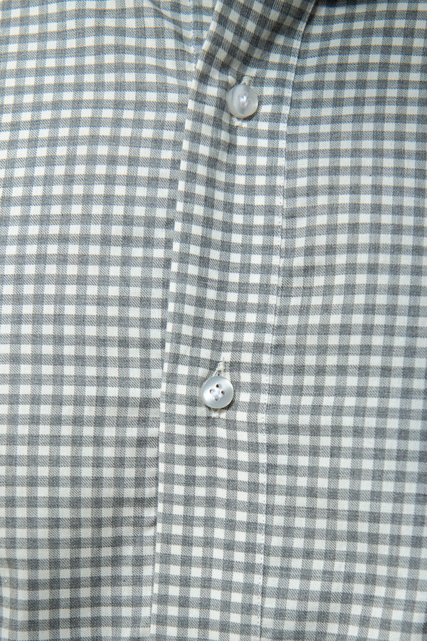 Camicia grigio chiaro a quadretti vichy - Made In Italy