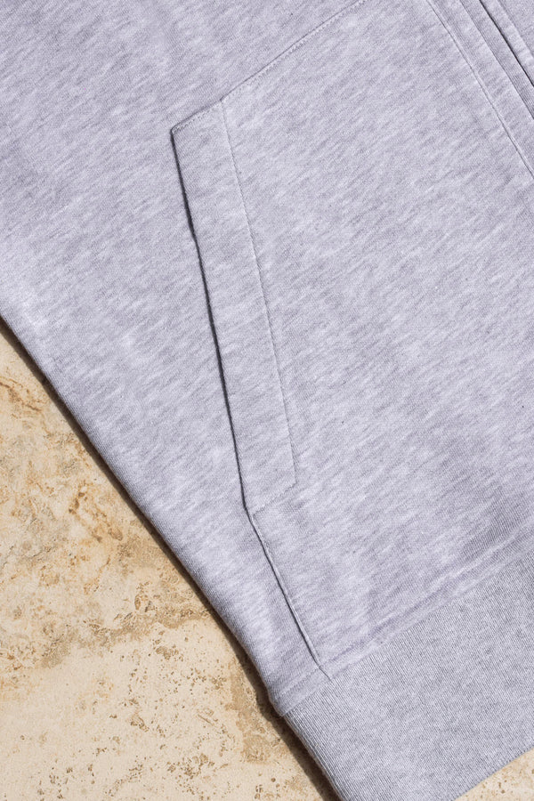 Felpa con cappuccio grigio chiaro Leisure Full Zip - Made in Italy