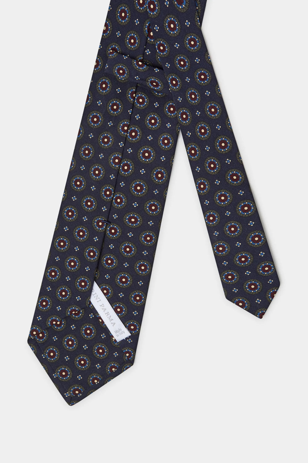 Cravatta blu navy in seta fantasia - Made in Italy
