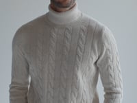 beige turtleneck, beige men turtleneck, cable turtleneck, luxury beige turtleneck, cashmere turtleneck, col roulé beige, col roulé homme beige