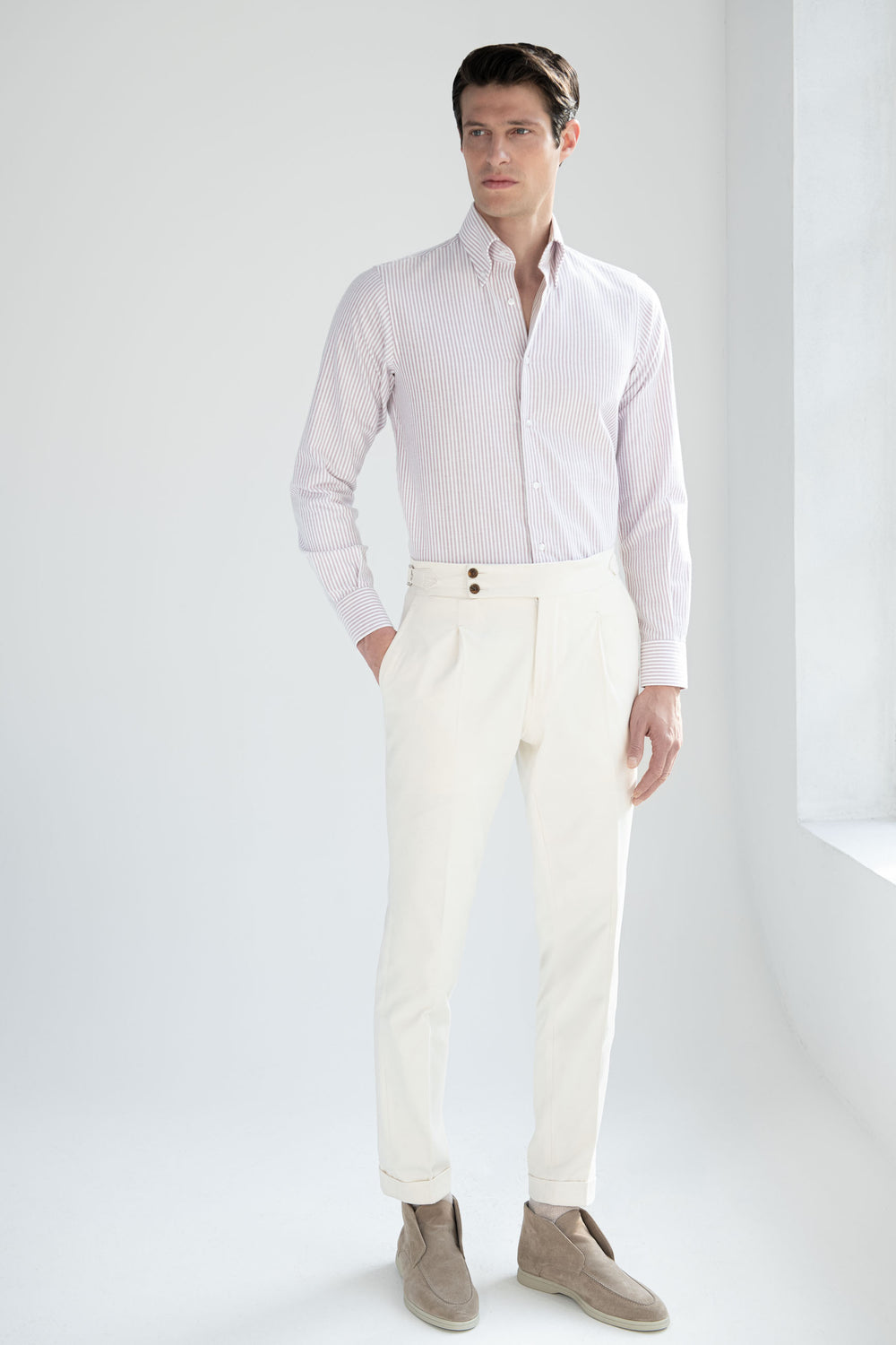Brushed Italian Cotton Shirt, Italian Style Striped Cotton Shirt, Button Down Soft Touch Shirt, Red Striped Cotton Shirt, Chemise en coton italien brossé, Chemise en coton rayé de style italien, Chemise boutonnée rouge à rayures, Chemise en coton rayé rouge, Camicia in cotone italiano satinato, camicia in cotone a righe in stile italiano, camicia button down soft touch, camicia in cotone rosso a righe,