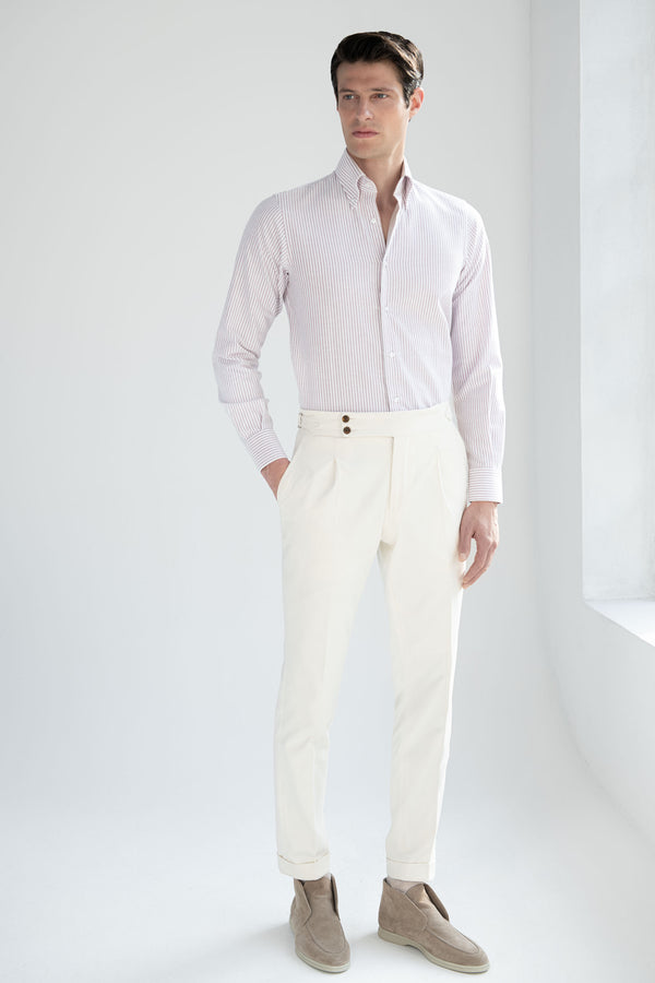 Brushed Italian Cotton Shirt, Italian Style Striped Cotton Shirt, Button Down Soft Touch Shirt, Red Striped Cotton Shirt, Chemise en coton italien brossé, Chemise en coton rayé de style italien, Chemise boutonnée rouge à rayures, Chemise en coton rayé rouge, Camicia in cotone italiano satinato, camicia in cotone a righe in stile italiano, camicia button down soft touch, camicia in cotone rosso a righe,