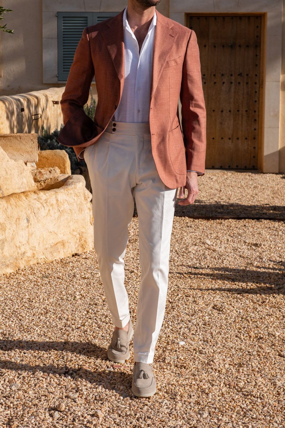 Rusty wool linen and silk jacket - Made in Italy