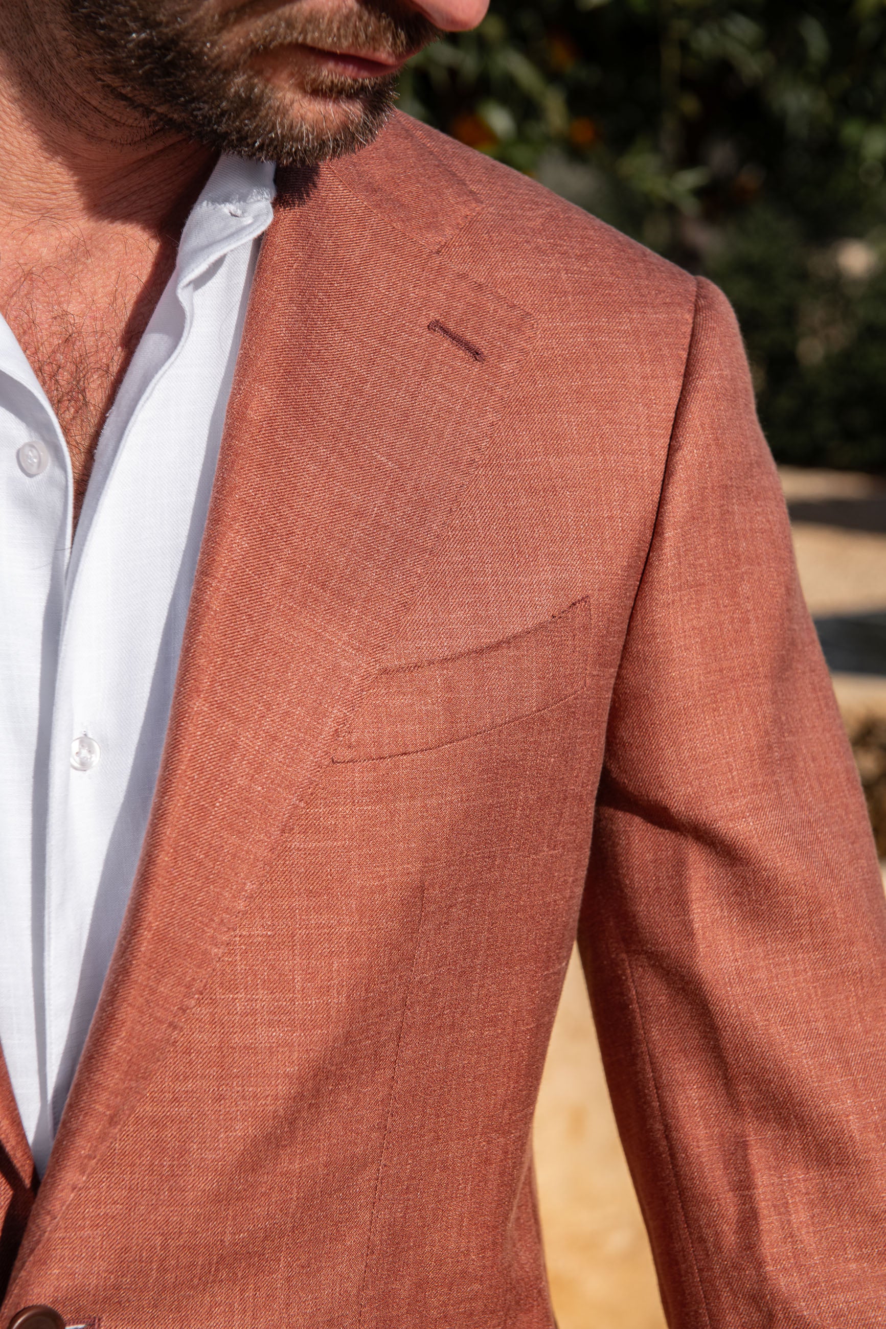 Rusty wool linen and silk jacket - Made in Italy