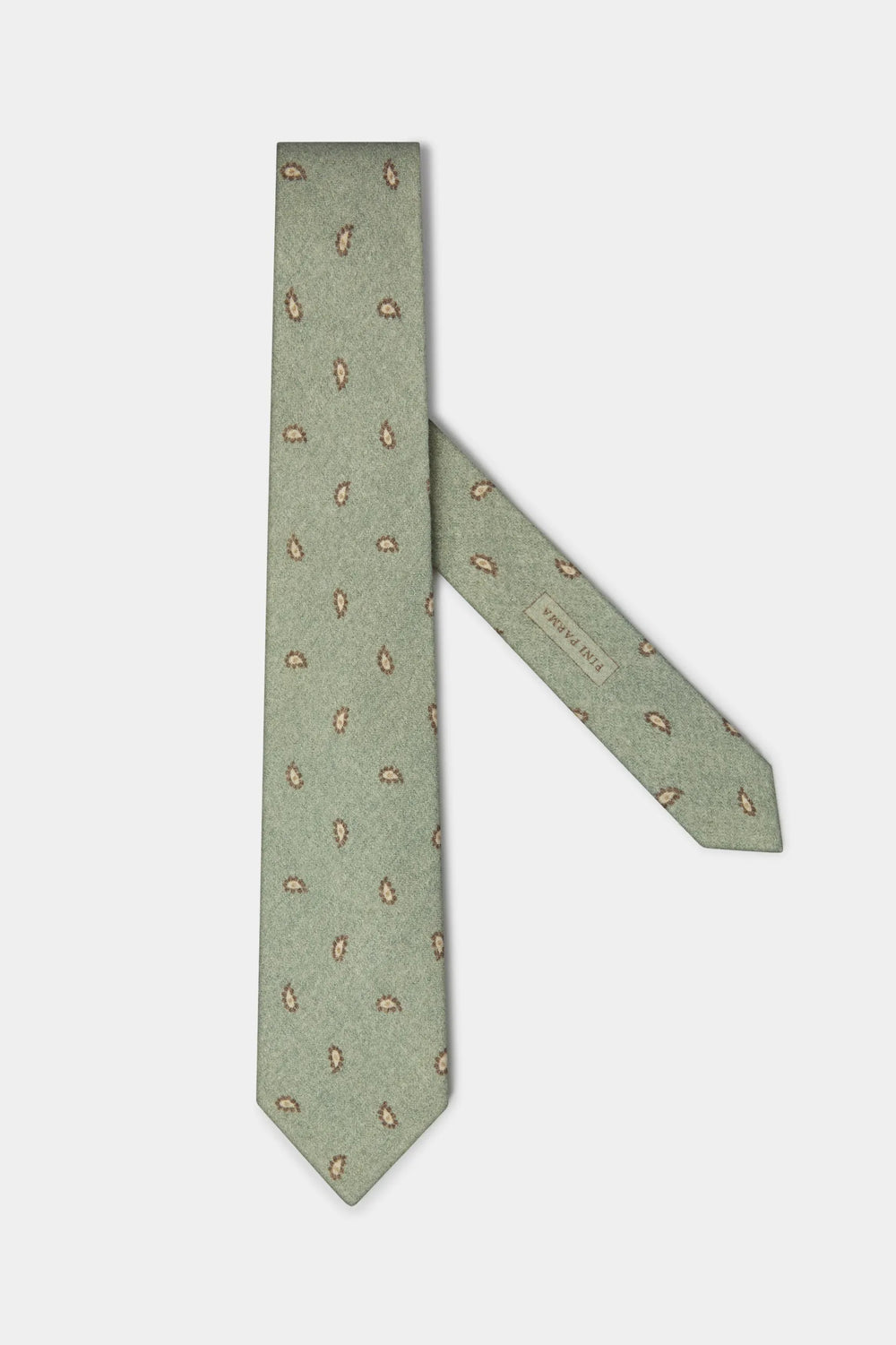Cravatta salvia con fantasia paisley - Made in Italy
