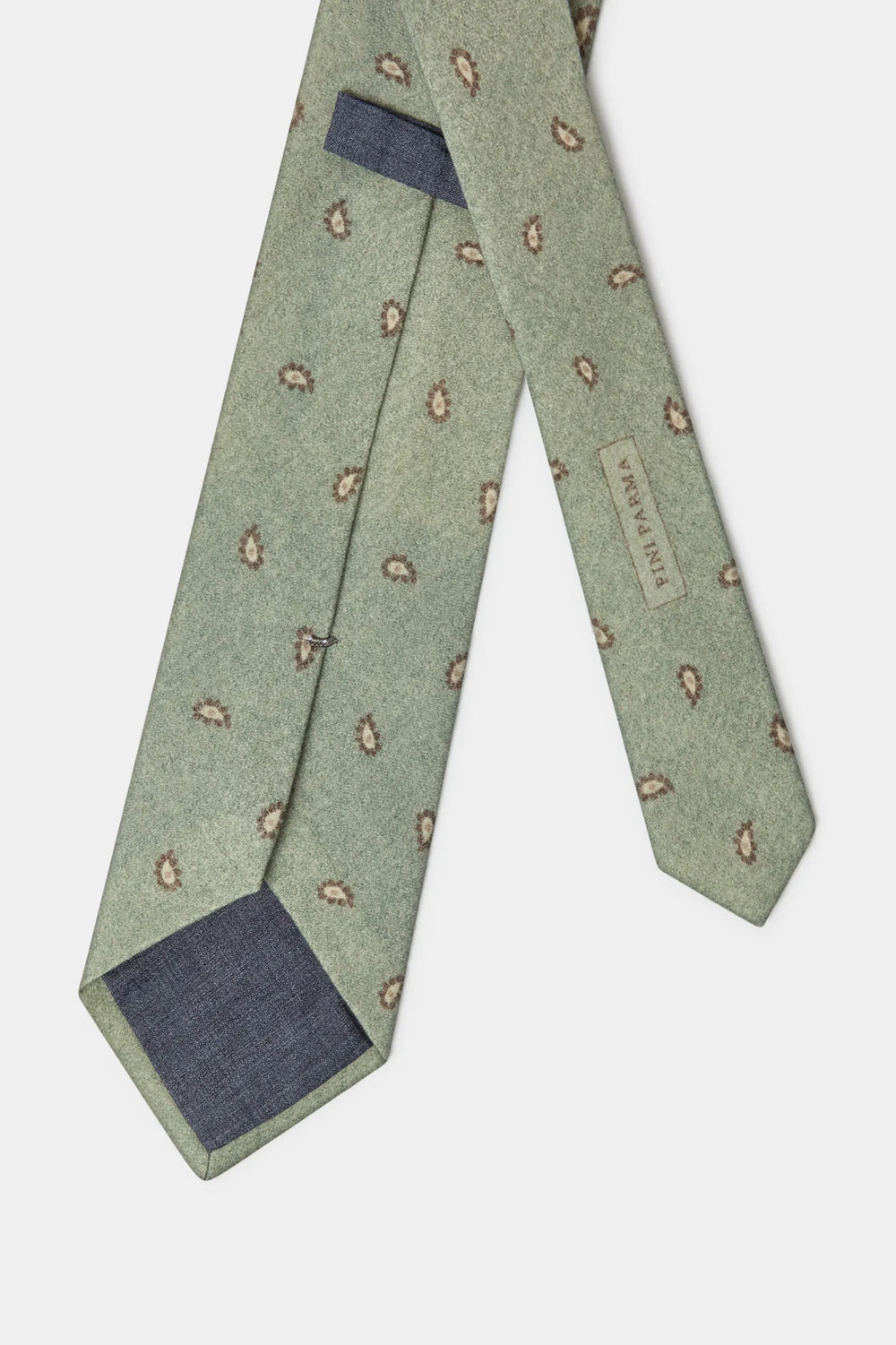 Cravatta salvia con fantasia paisley - Made in Italy